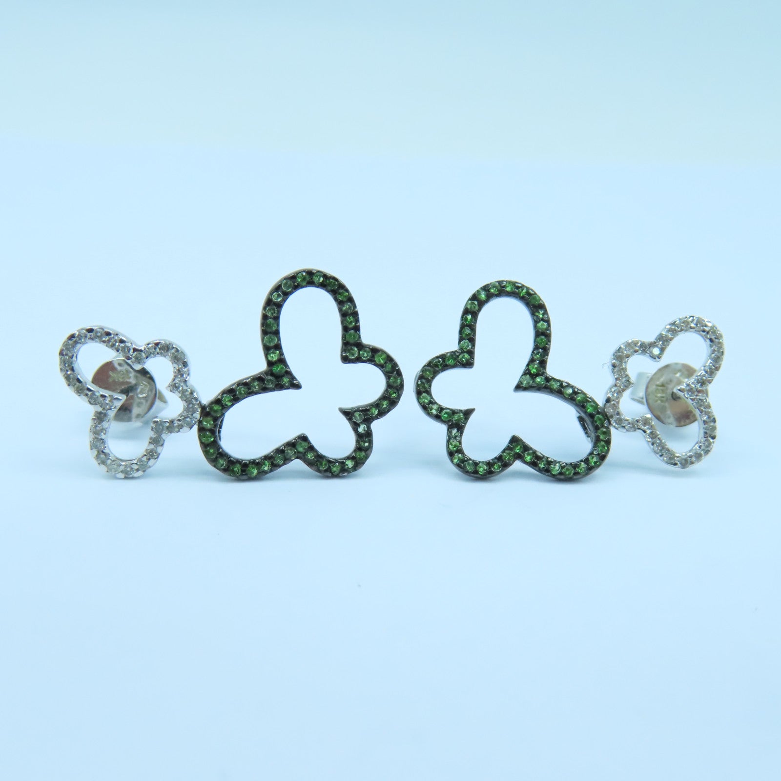 JEWELRY 18K白金Earrings銀扣耳環銀色/綠色