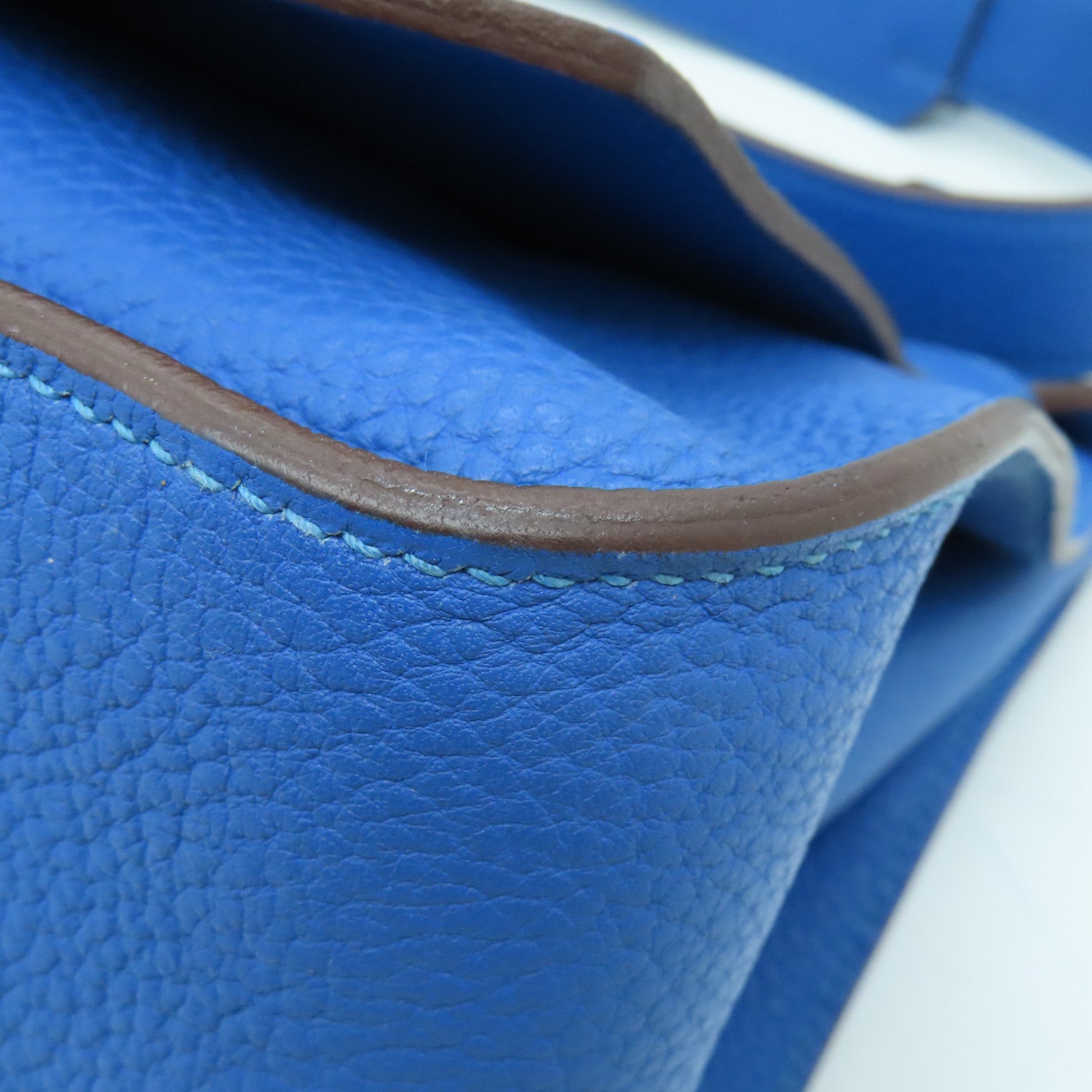HERMES 【激減優惠】Clemence皮革Jypsiere GM銀扣肩背袋Bleu Hydra藍色