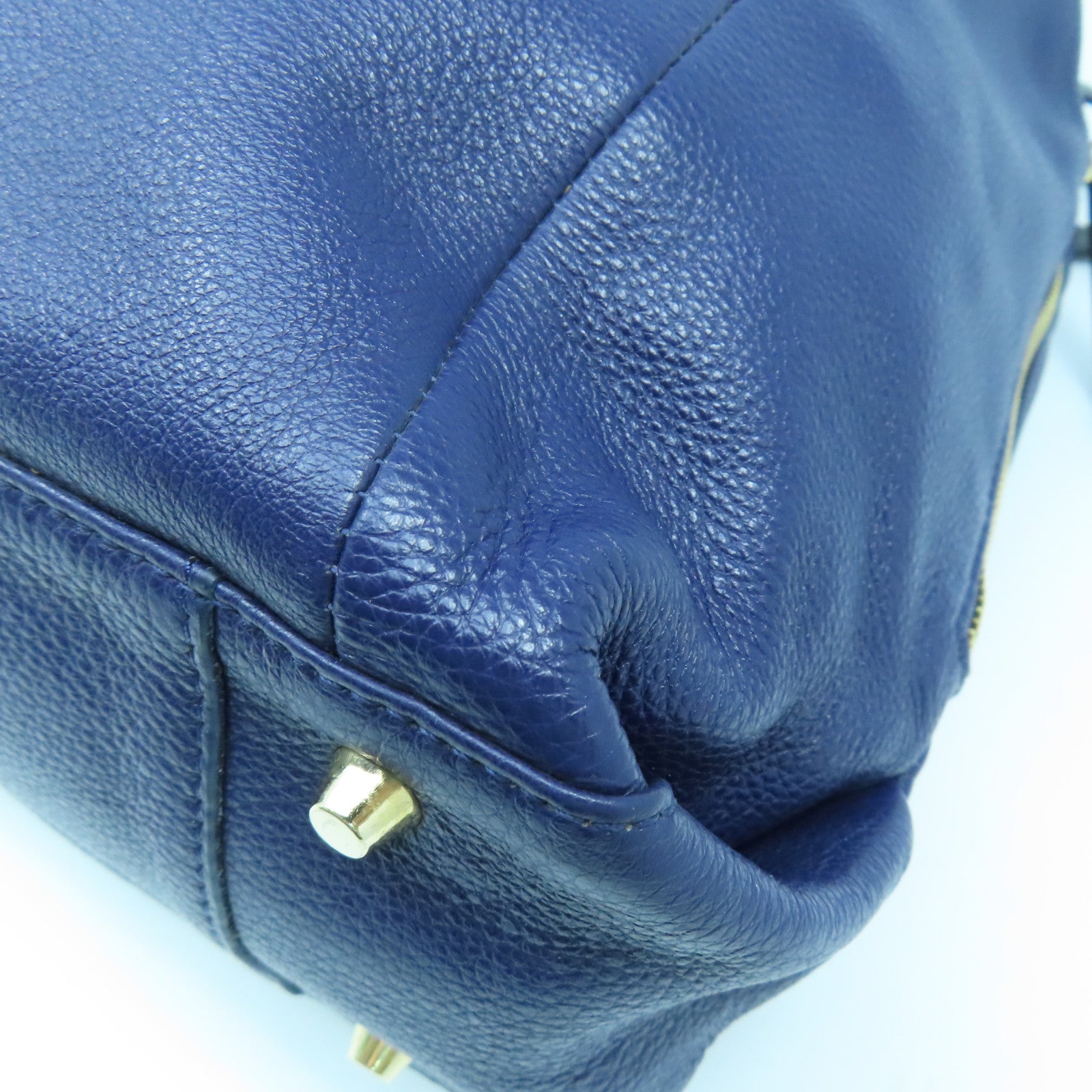 Furla 牛皮皮革2 Way Shoulder Bag金扣手挽肩背兩用袋深藍色/黑色