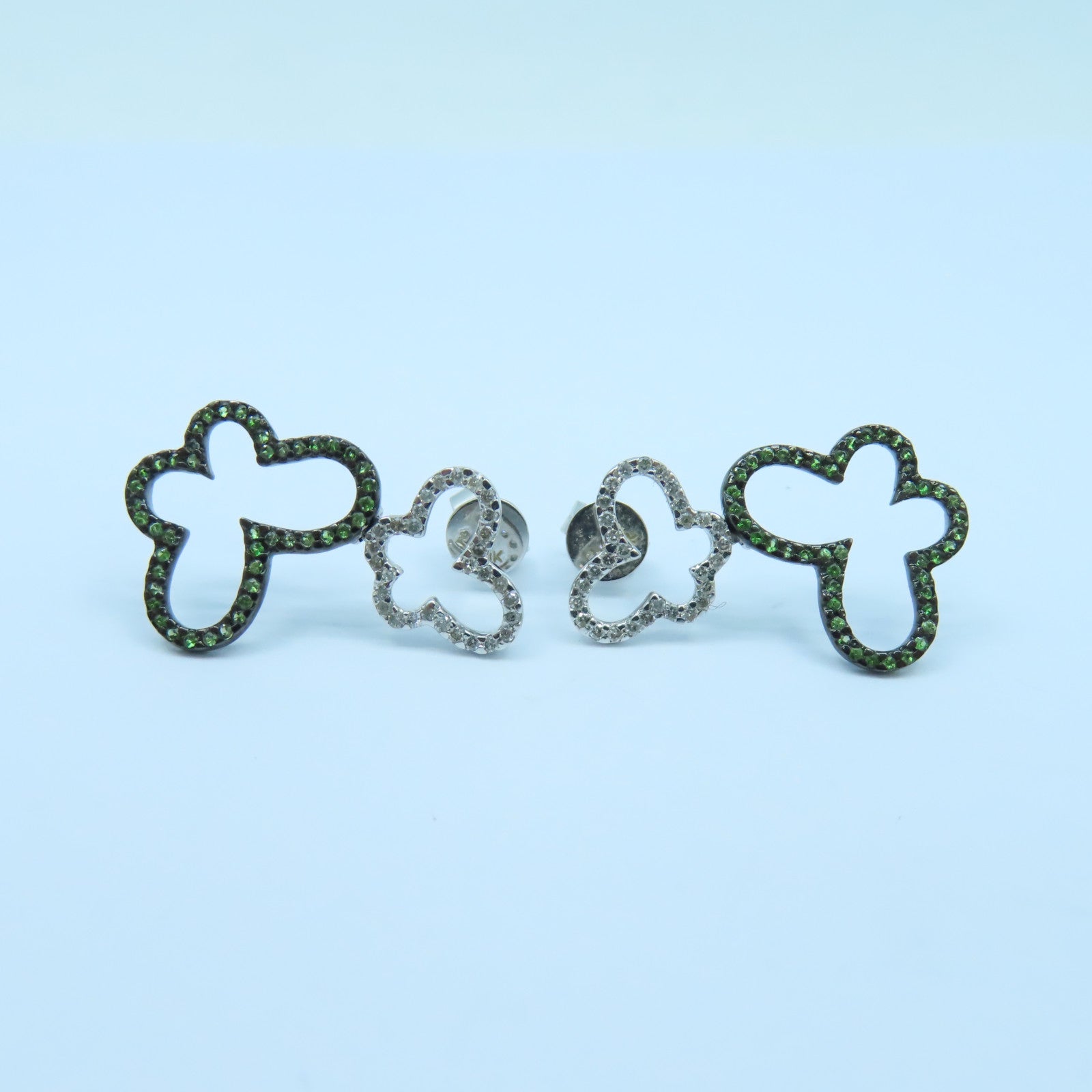 JEWELRY 18K白金Earrings銀扣耳環銀色/綠色