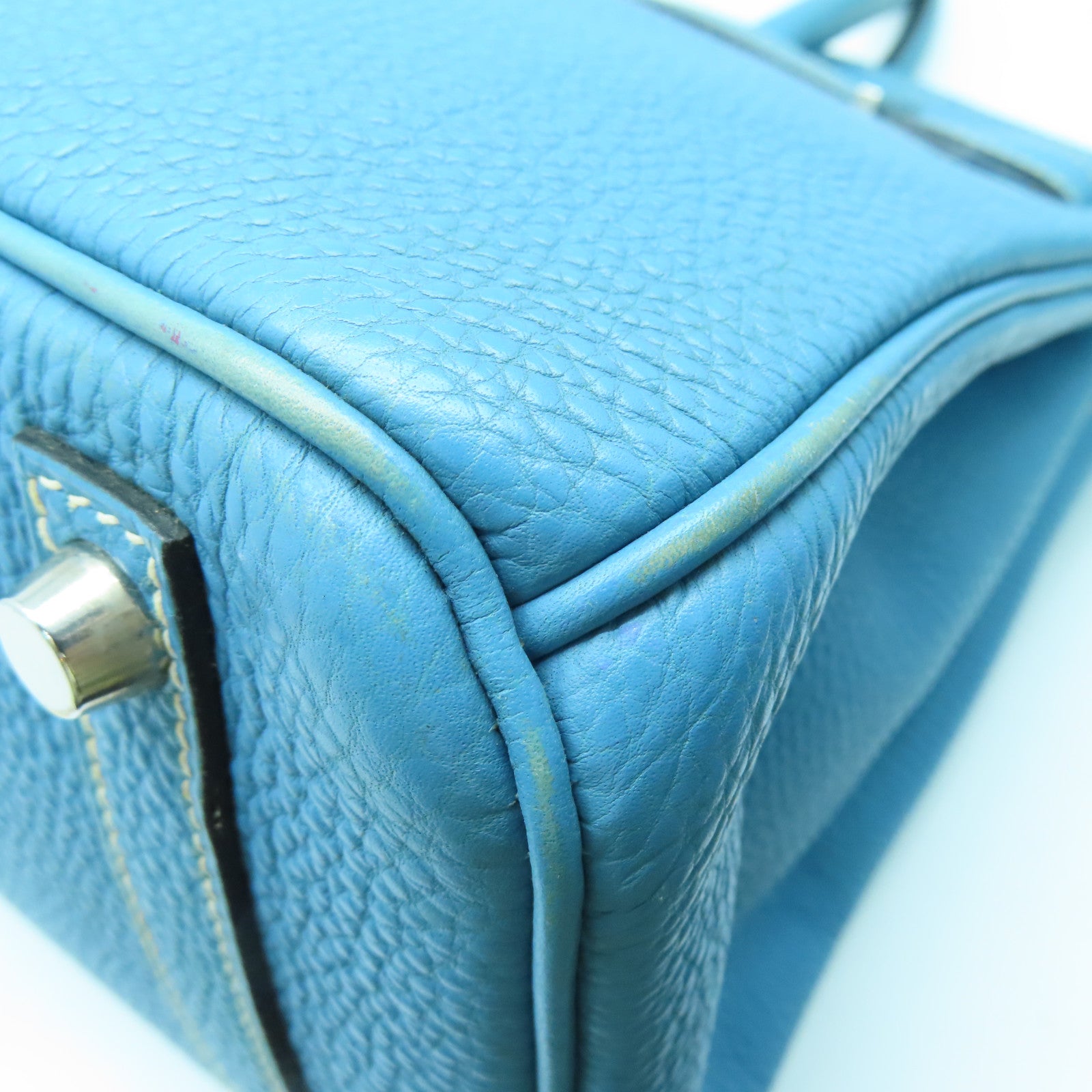 HERMES Togo皮革Birkin 30銀扣手挽袋牛仔藍