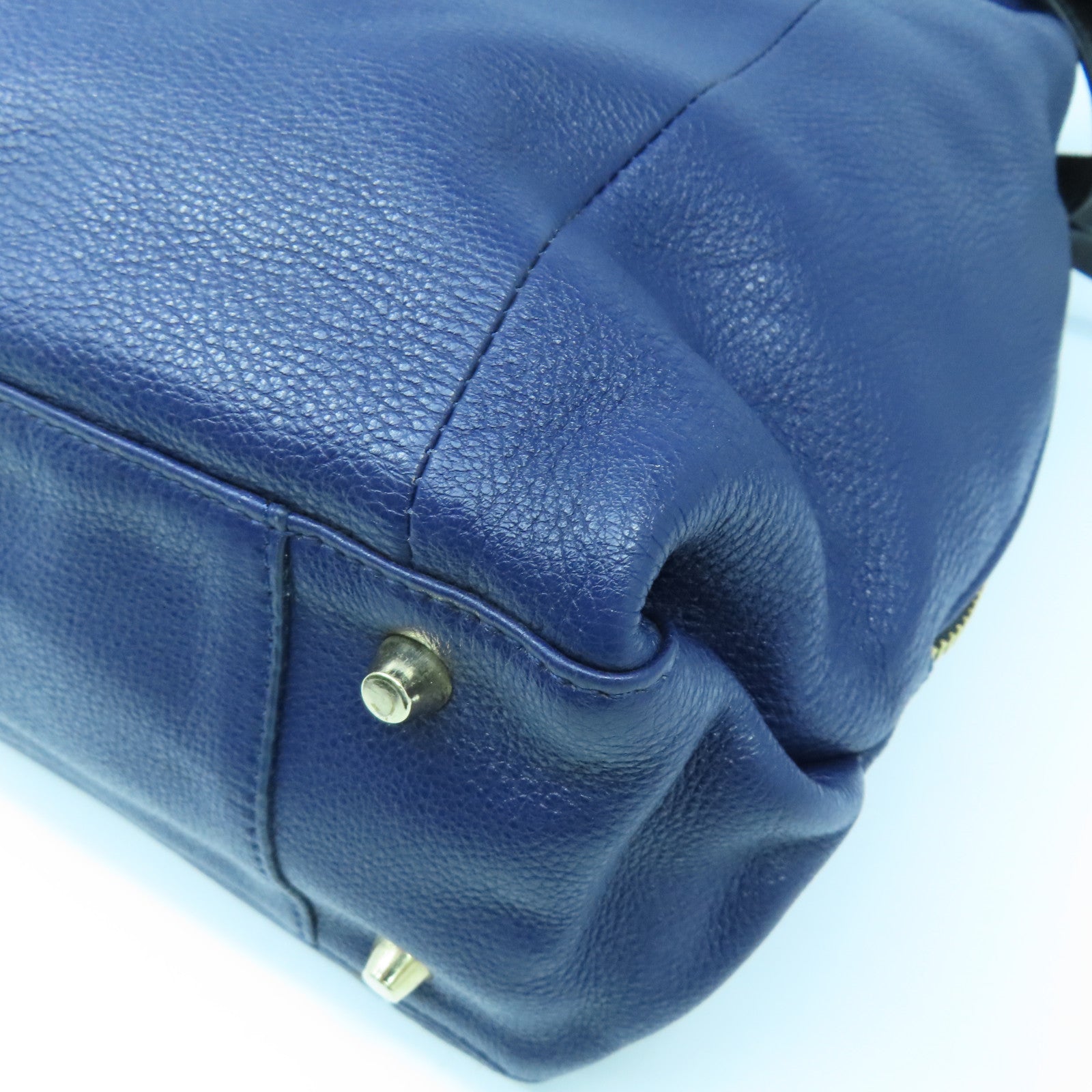 Furla 牛皮皮革2 Way Shoulder Bag金扣手挽肩背兩用袋深藍色/黑色