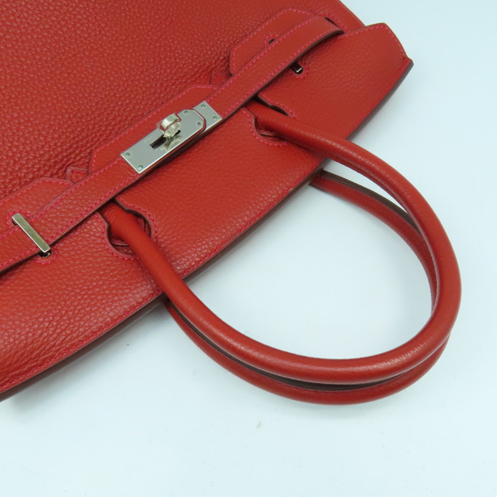 HERMES Togo皮革Birkin 30銀扣手挽袋Rouge Casaque正紅色