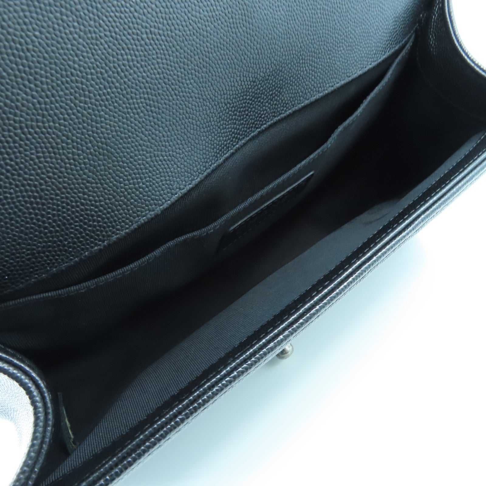 CHANEL Rhombus Caviar Leather Boy Chanel 25 Silver Buckle Chain Shoulder Bag Black