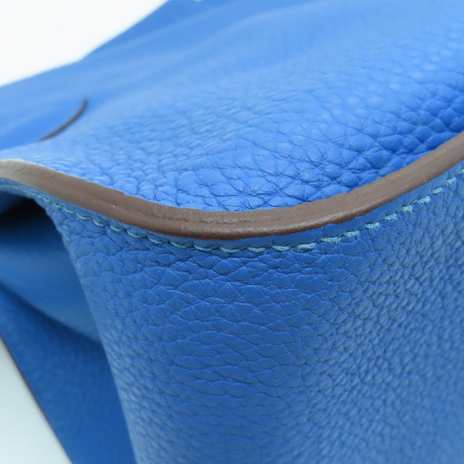 HERMES 【激減優惠】Clemence皮革Jypsiere GM銀扣肩背袋Bleu Hydra藍色