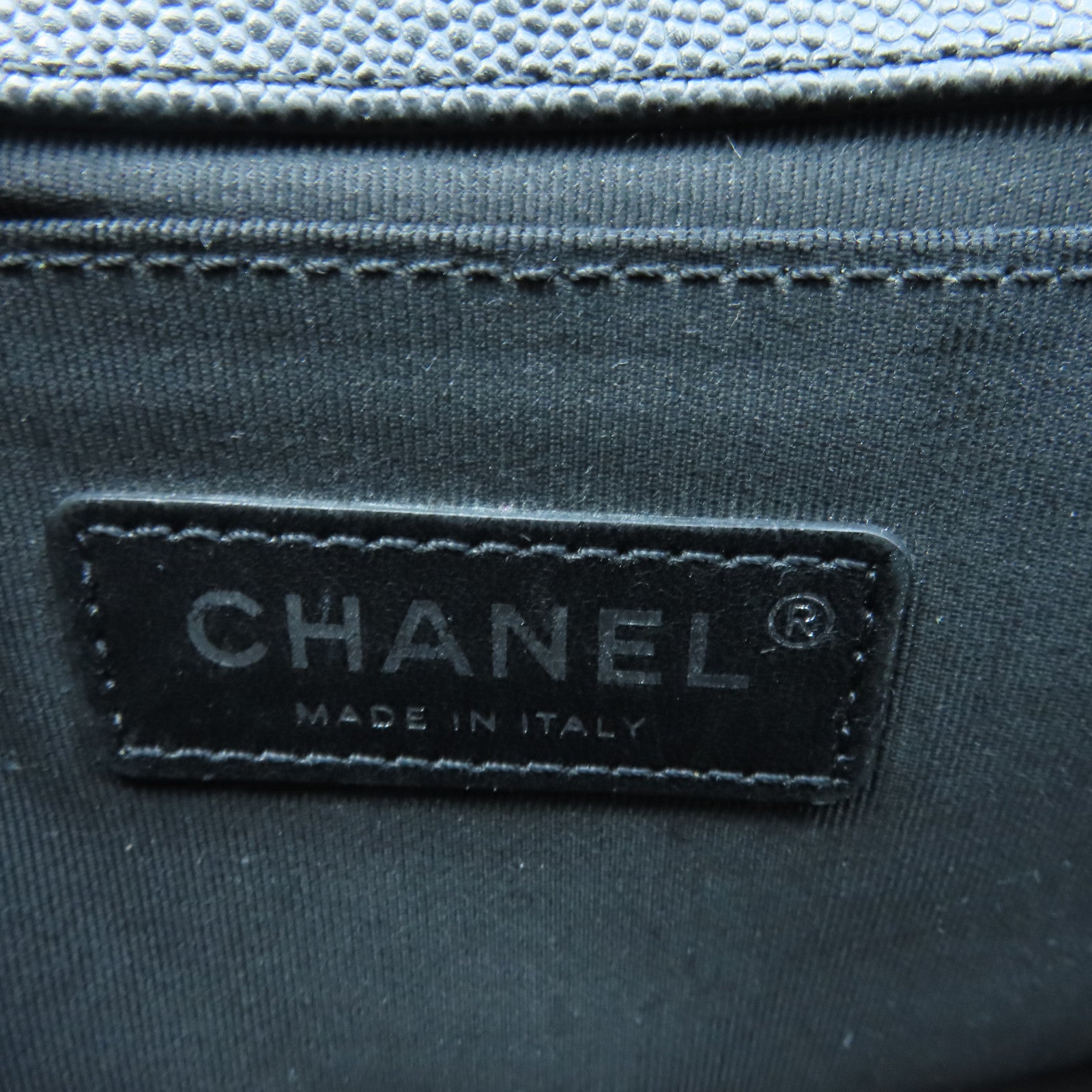 CHANEL Rhombus Caviar Leather Boy Chanel 25 Silver Buckle Chain Shoulder Bag Black