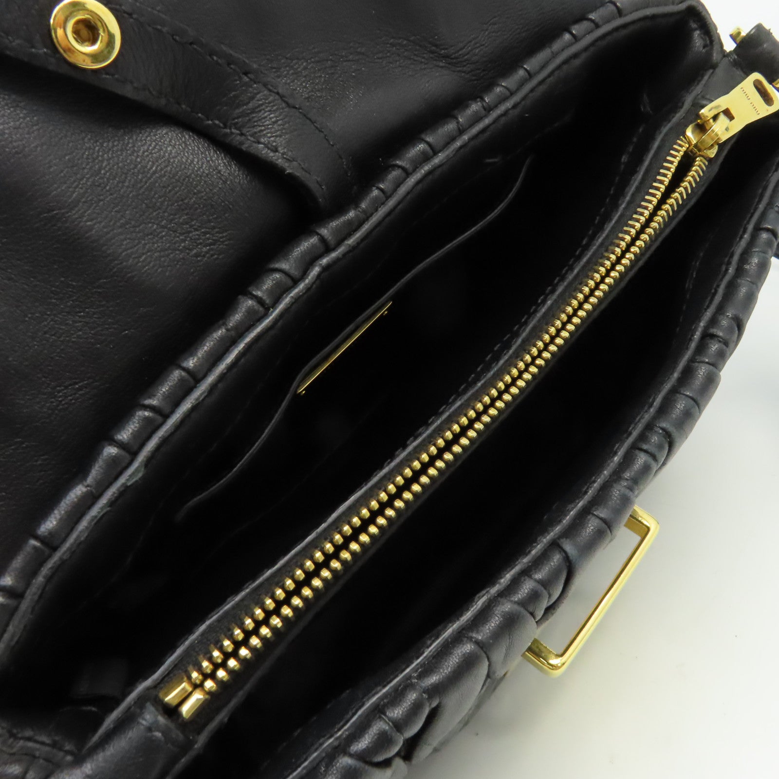 Miu Miu 牛皮皮革2Way Shoulder Bag金扣手挽肩背兩用袋黑色