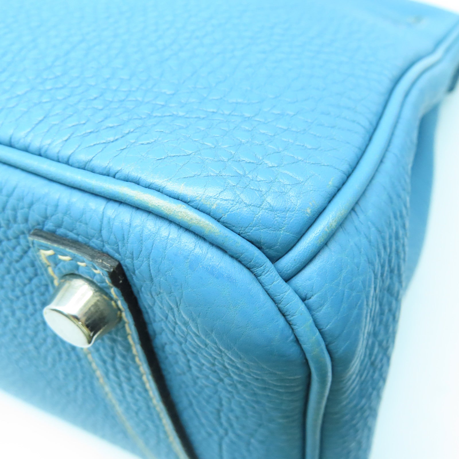 HERMES Togo皮革Birkin 30銀扣手挽袋牛仔藍