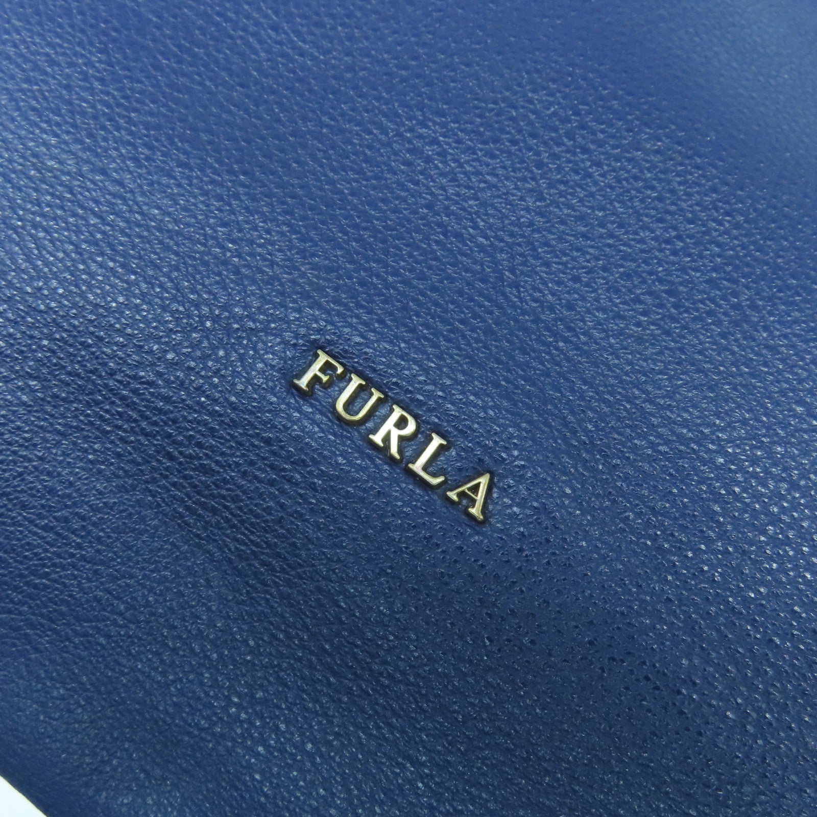 Furla 牛皮皮革2 Way Shoulder Bag金扣手挽肩背兩用袋深藍色/黑色