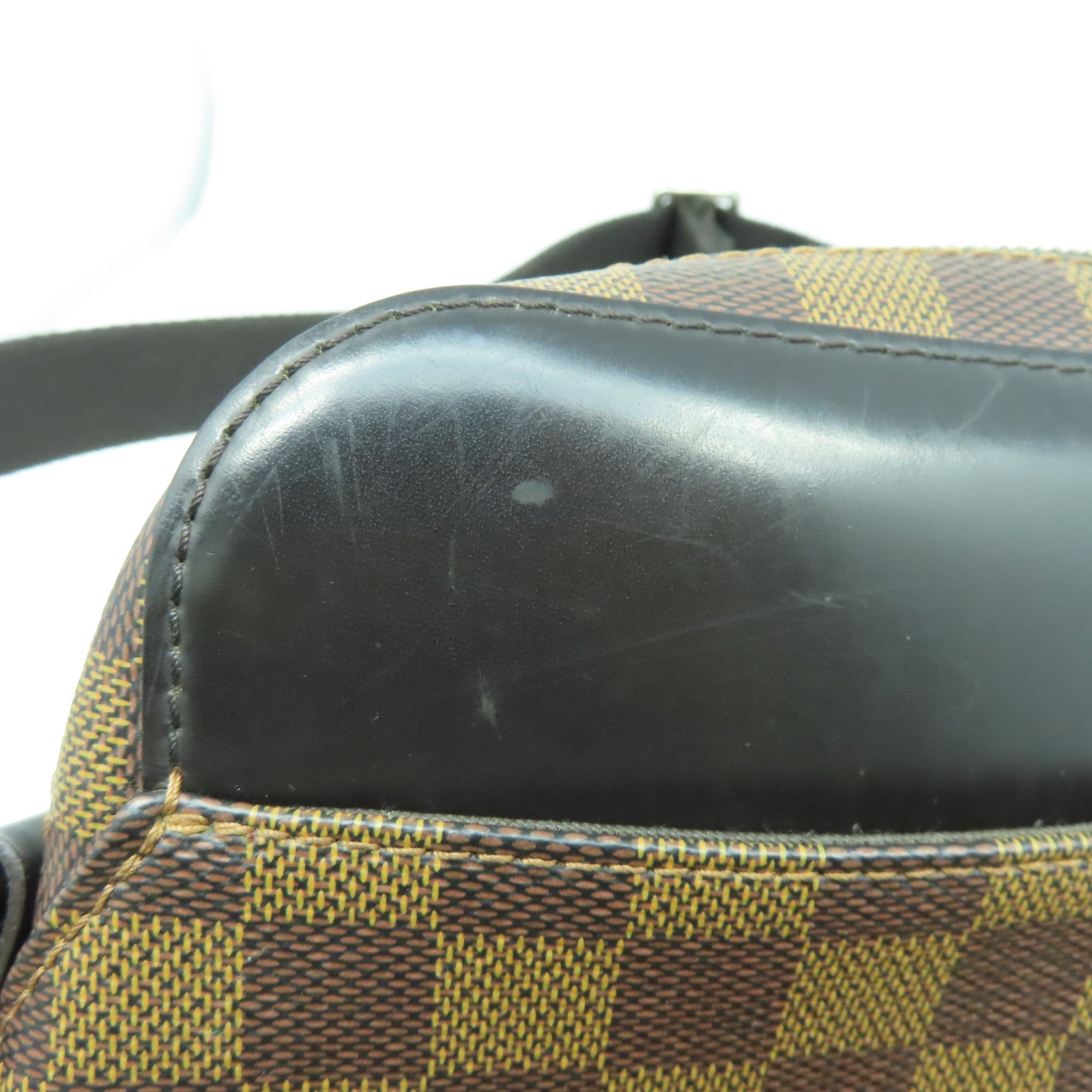 LOUIS VUITTON Damier Ebene Jake Messenger PM銀扣肩背袋啡色
