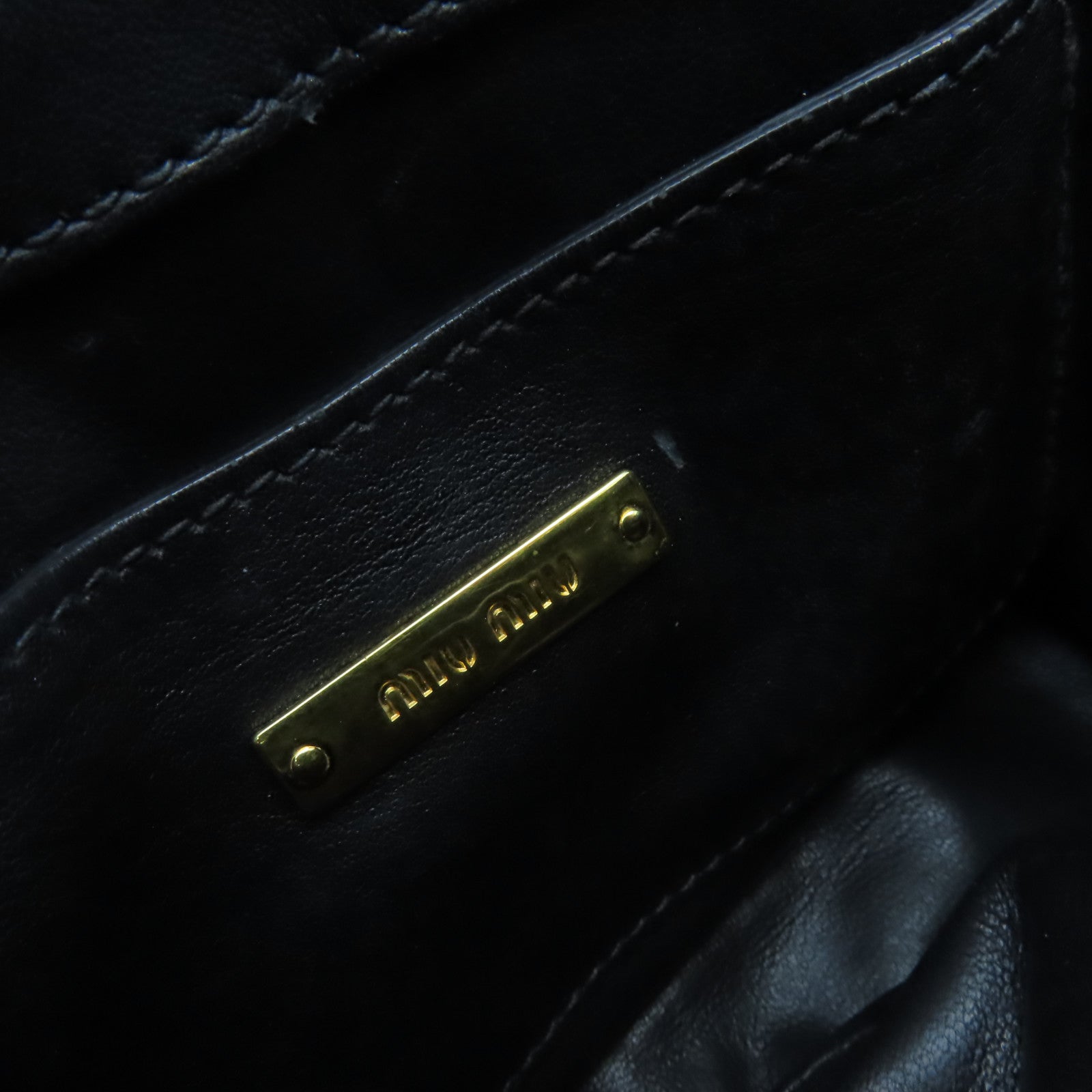 Miu Miu 牛皮皮革2Way Shoulder Bag金扣手挽肩背兩用袋黑色