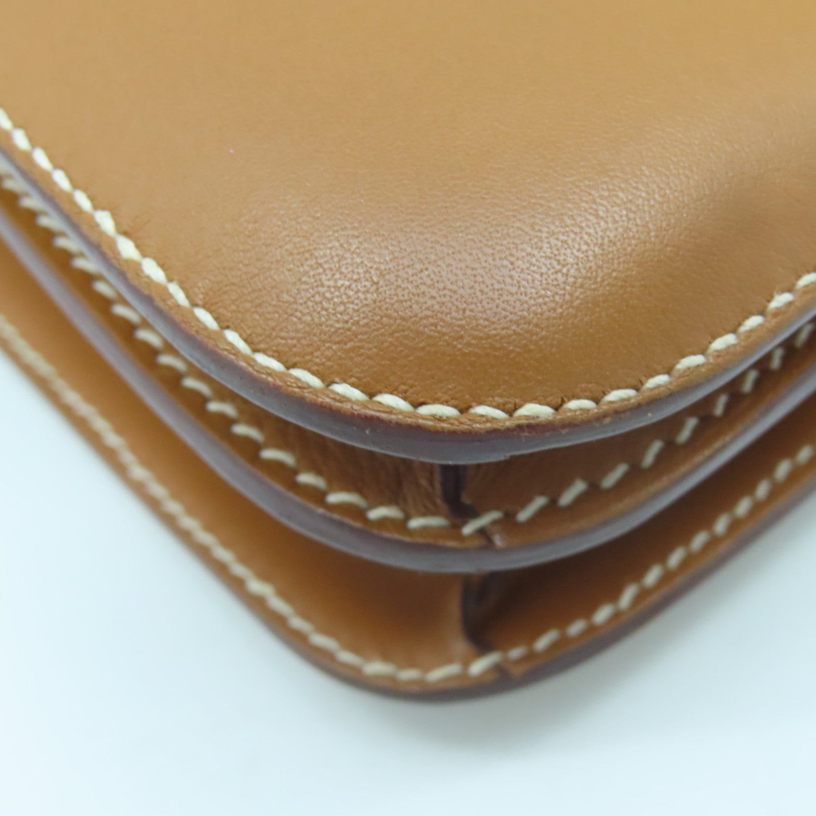 HERMES Swift Leather Constance Mini Gold Buckle Handle Shoulder Bag Brown