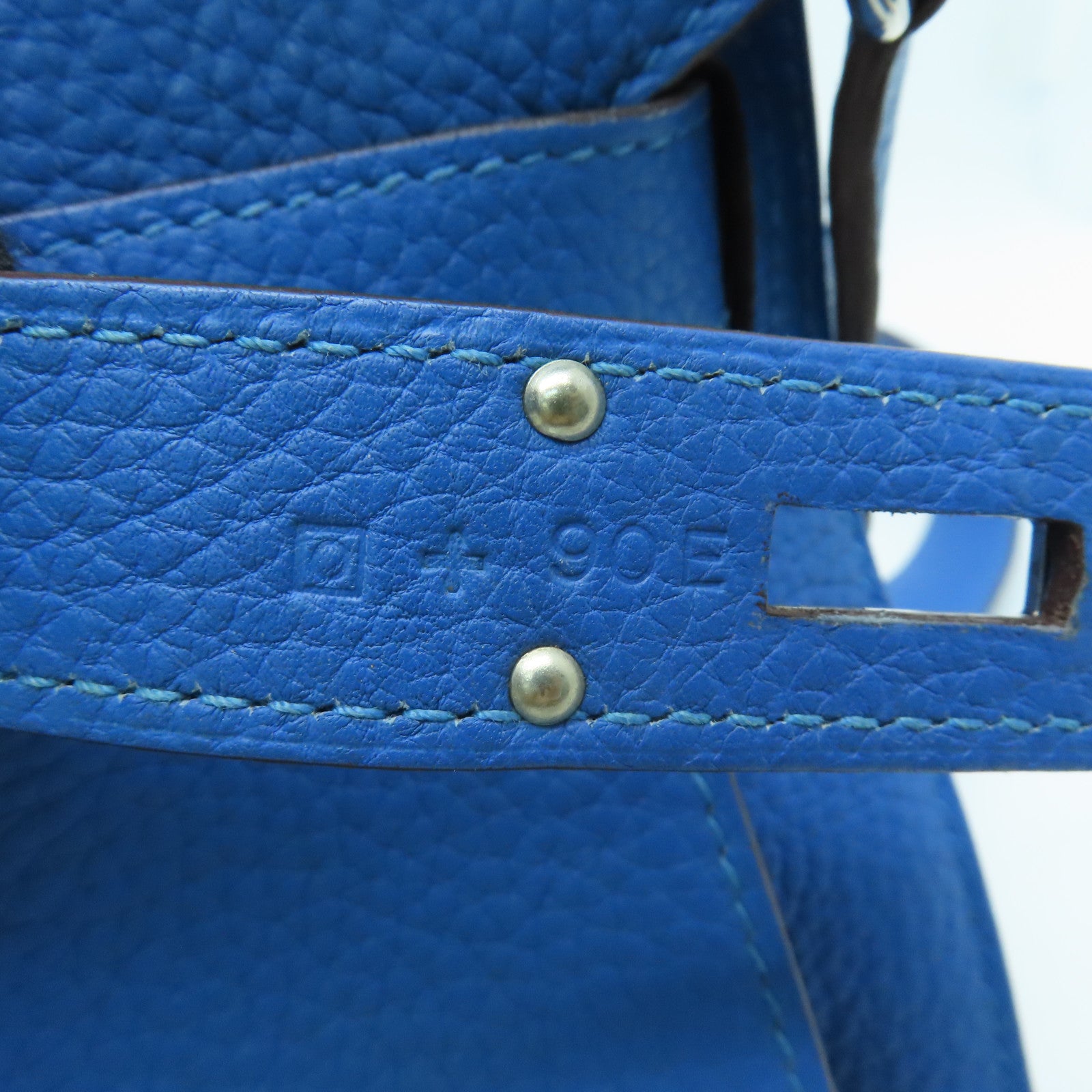 HERMES 【激減優惠】Clemence皮革Jypsiere GM銀扣肩背袋Bleu Hydra藍色