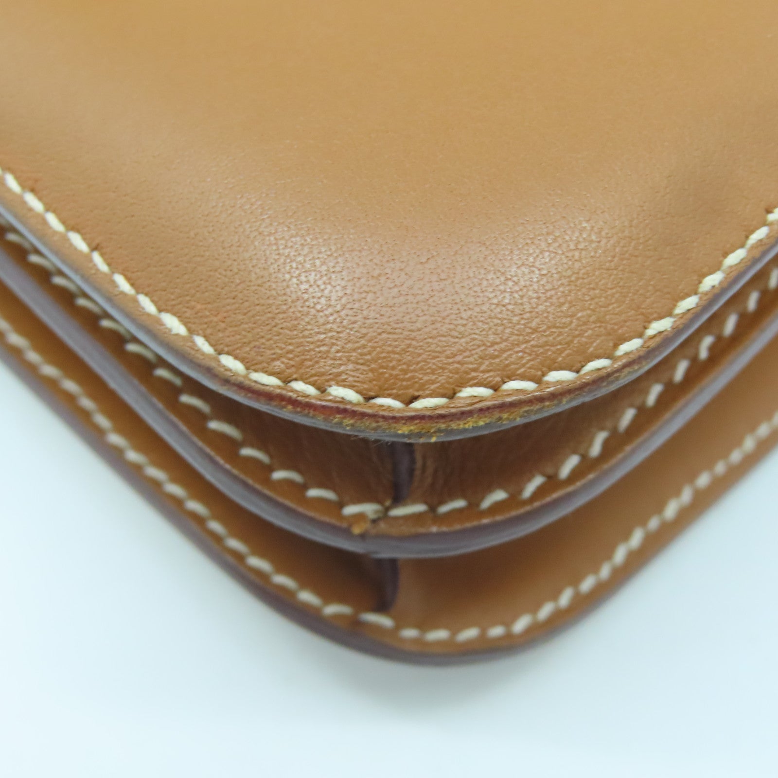 HERMES Swift Leather Constance Mini Gold Buckle Handle Shoulder Bag Brown