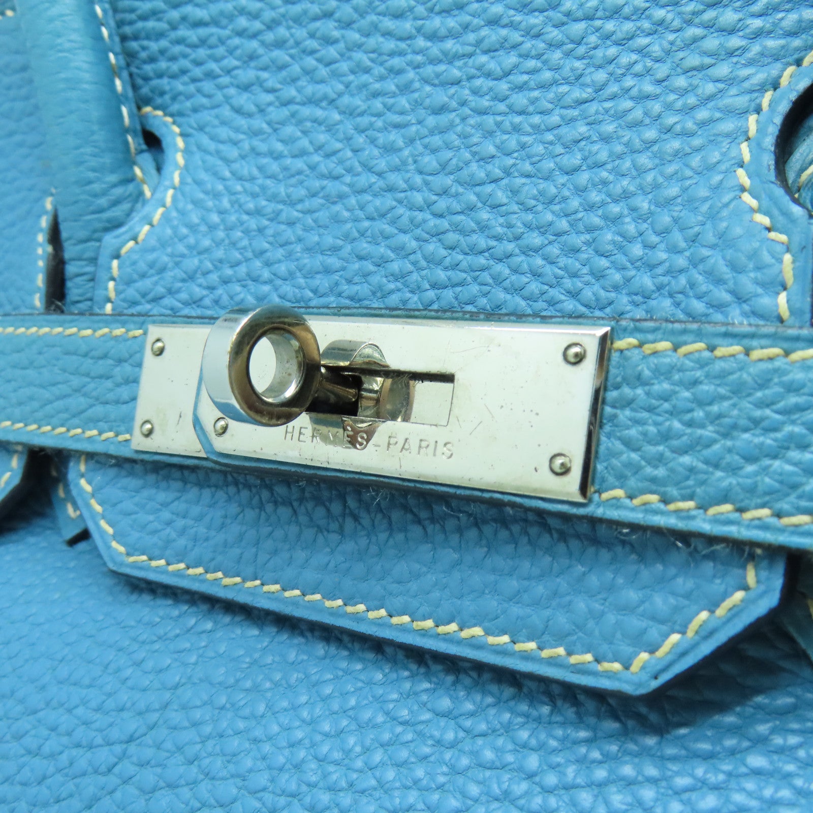 HERMES Togo皮革Birkin 30銀扣手挽袋牛仔藍