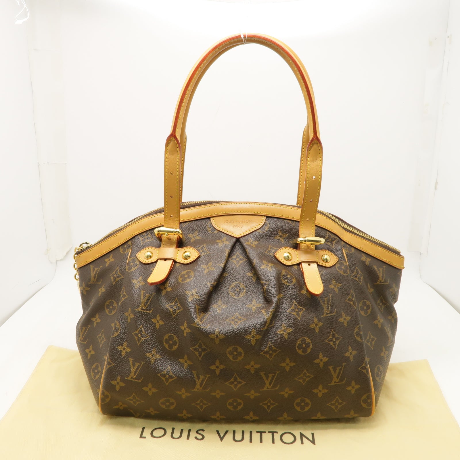 LOUIS VUITTON Monogram Tivoli GM金扣肩背袋棕色