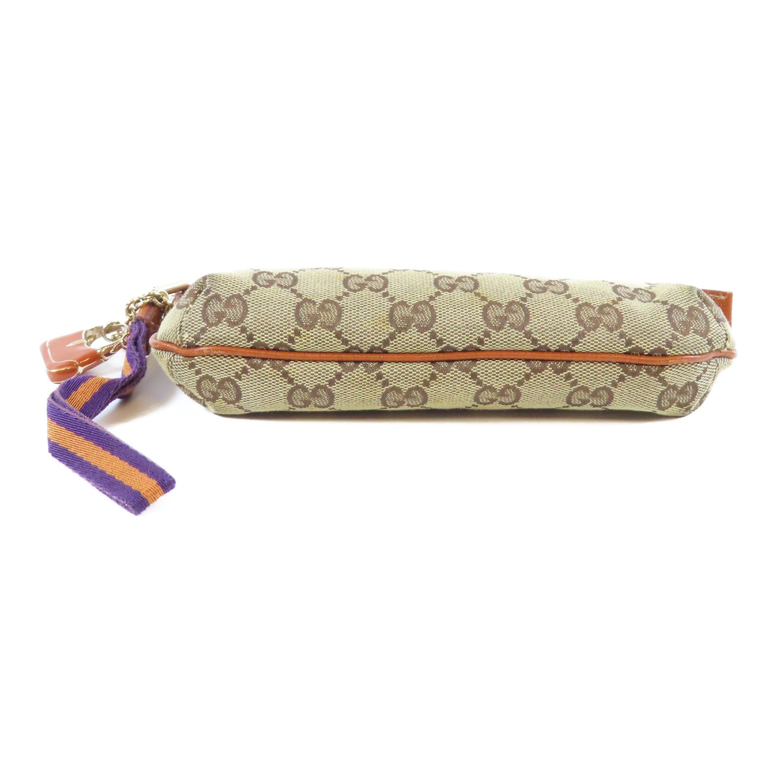 GUCCI 帆布Pouch金扣手拿包啡色
