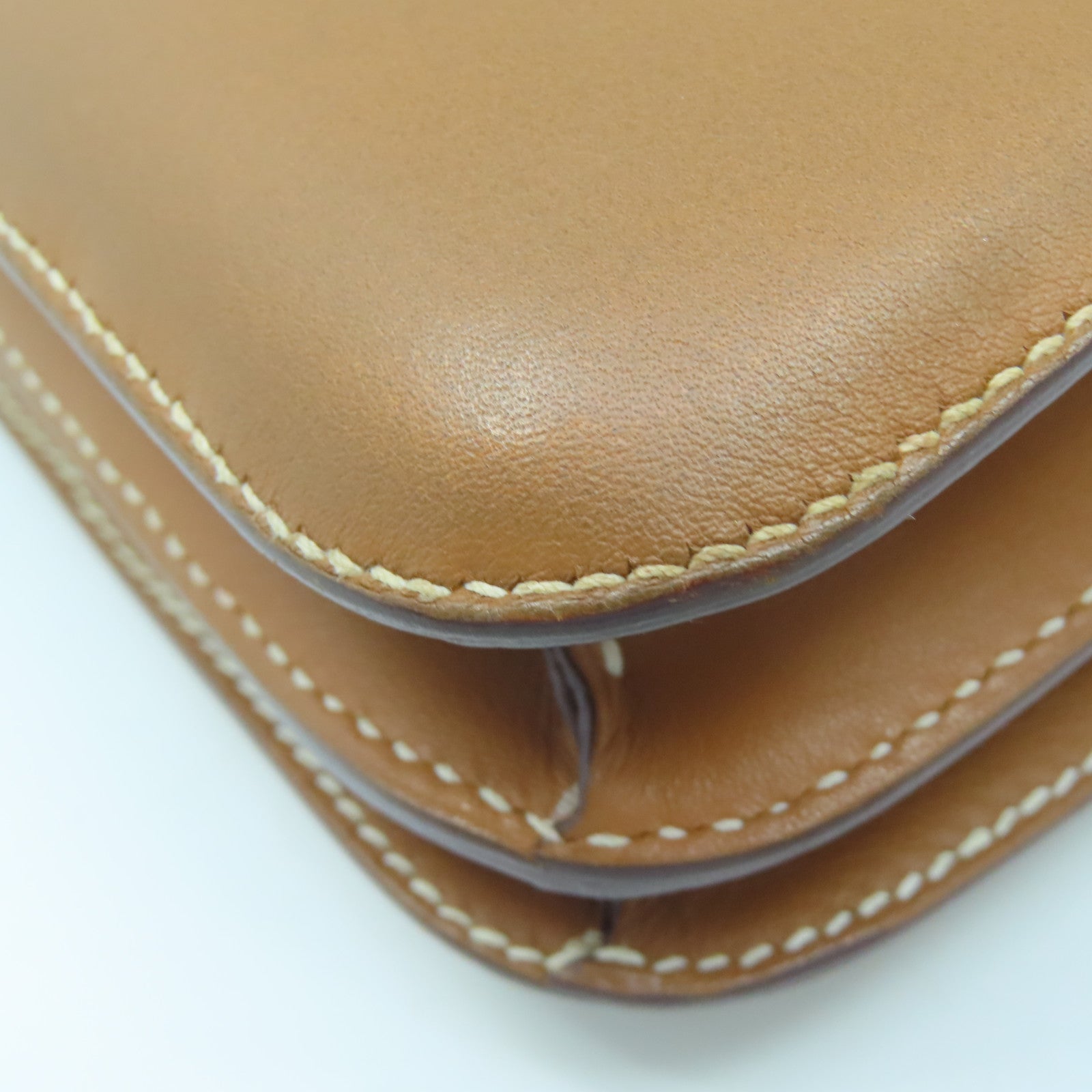 HERMES Swift Leather Constance Mini Gold Buckle Handle Shoulder Bag Brown