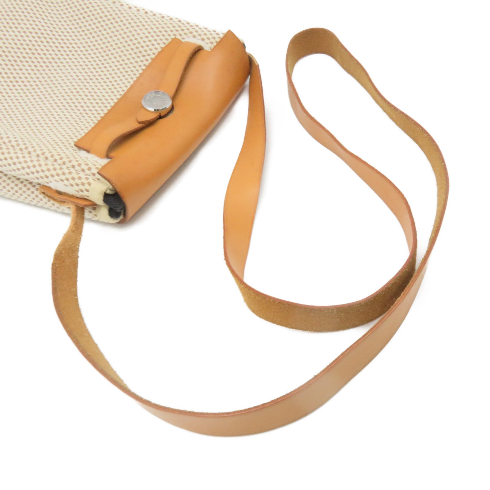 HERMES 【激減優惠】帆布Herbag TPM Shoulder Bag銀扣肩背袋杏色