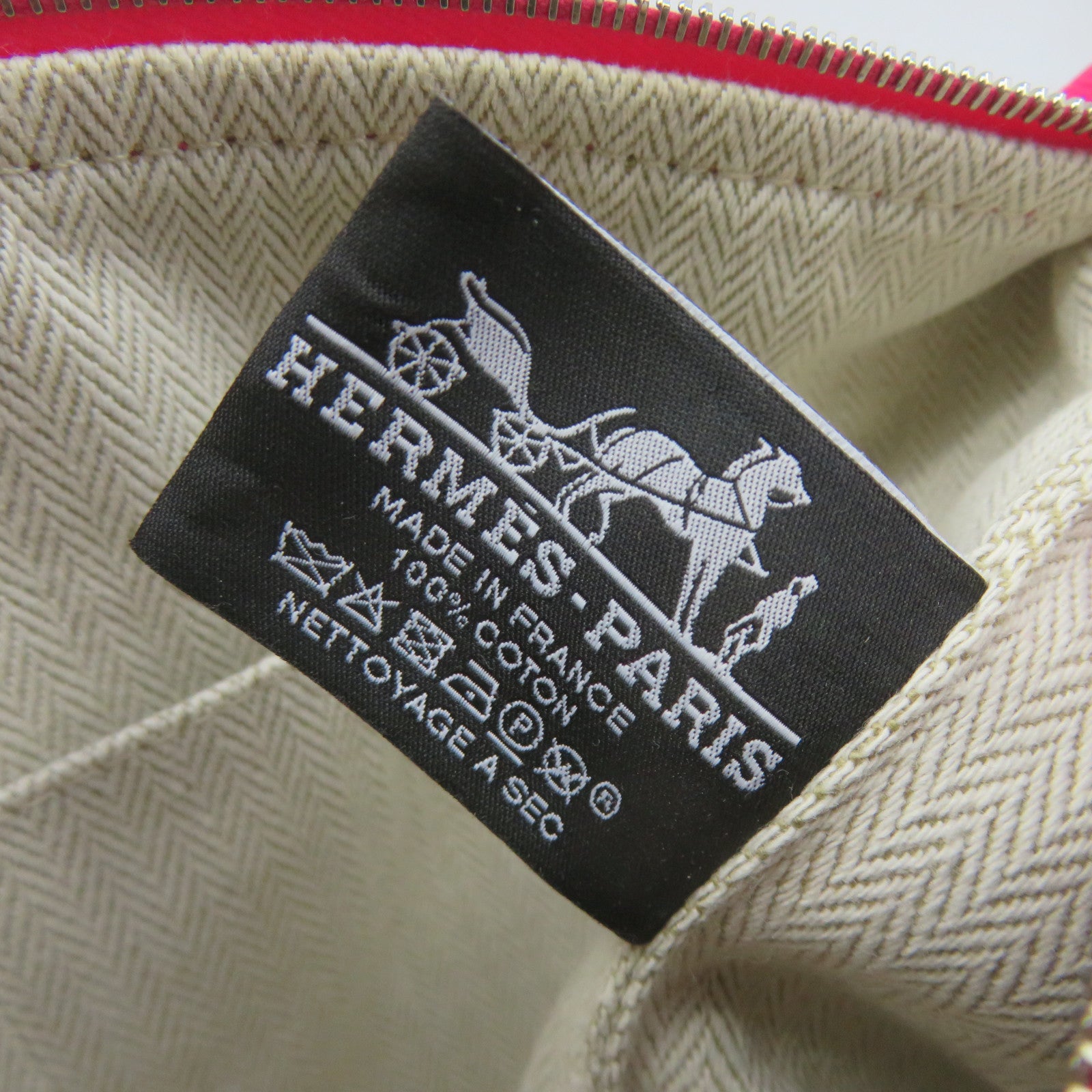 HERMES Canvas Bride A Brac Hand Bag I6 Pink