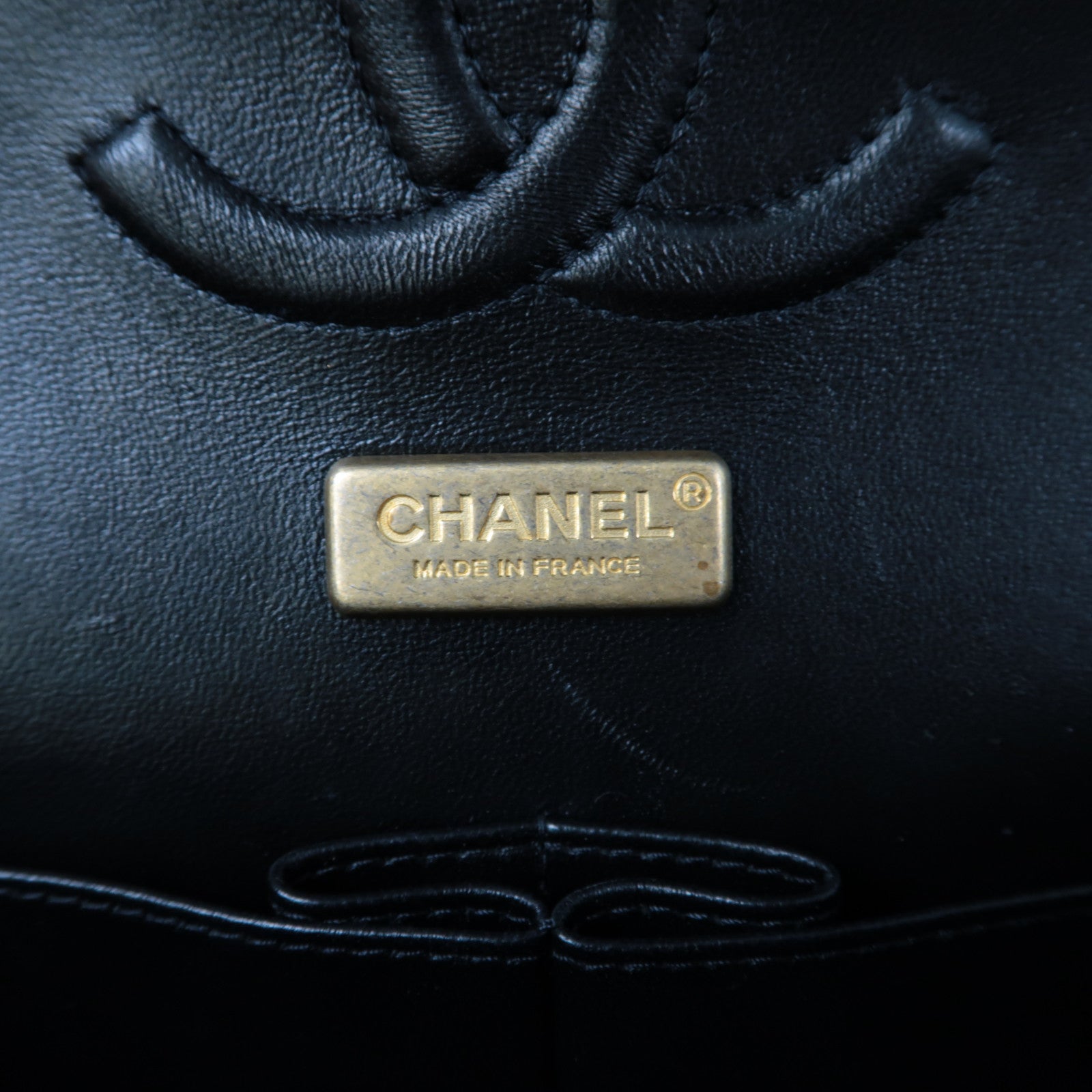 CHANEL 棉質Chain Shoulder金扣鏈帶肩背袋黑色