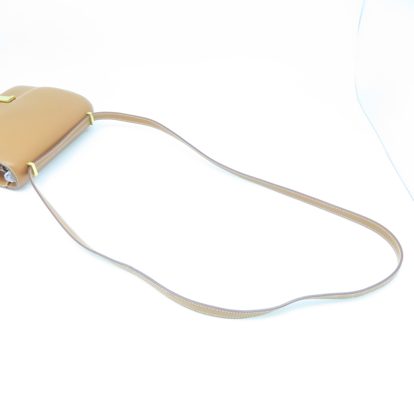 HERMES Swift Leather Constance Mini Gold Buckle Handle Shoulder Bag Brown