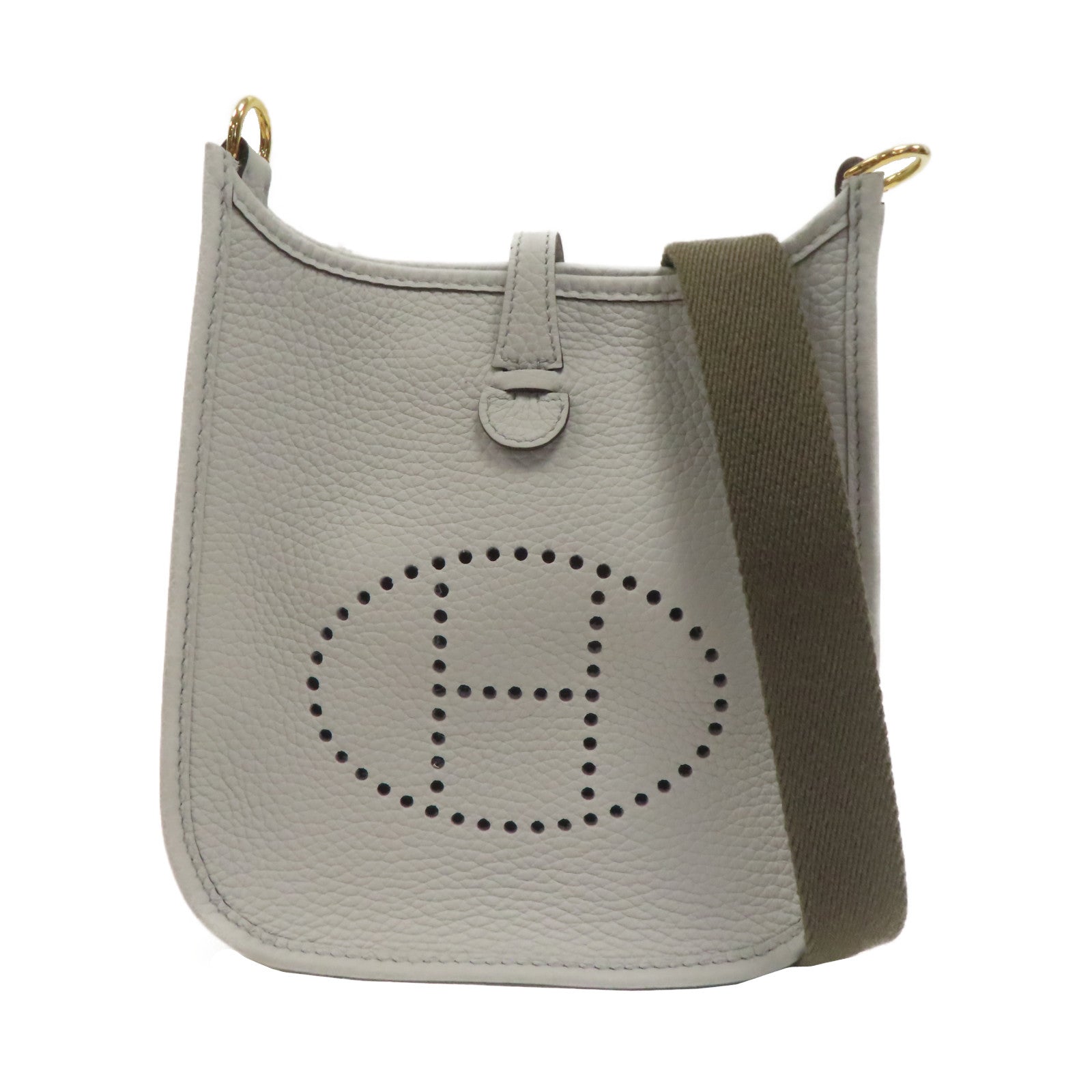 HERMES Clemence皮革Evelyne TPM金扣肩背袋淺藍色