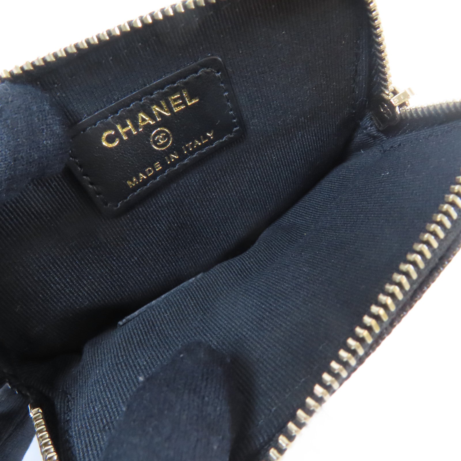 CHANEL 菱格Caviar皮革Coin Case銀扣零錢包黑色
