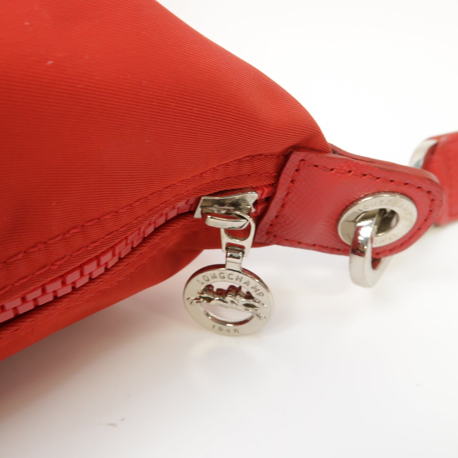 Longchamp 尼龍2way Shoulder Bag銀扣手挽肩背兩用袋紅色
