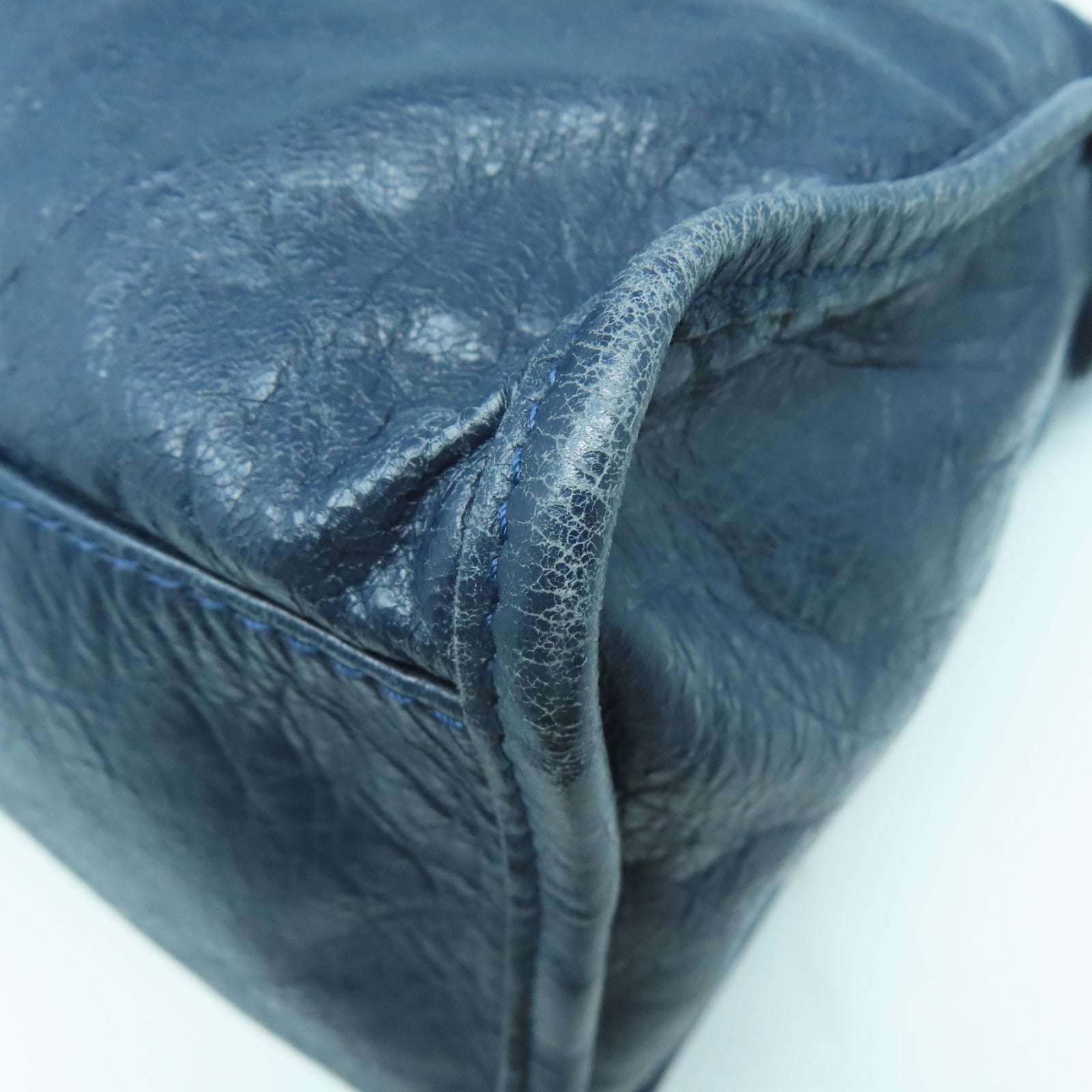 BALENCIAGA 牛皮皮革Giant City銀扣手挽肩背兩用袋藍色