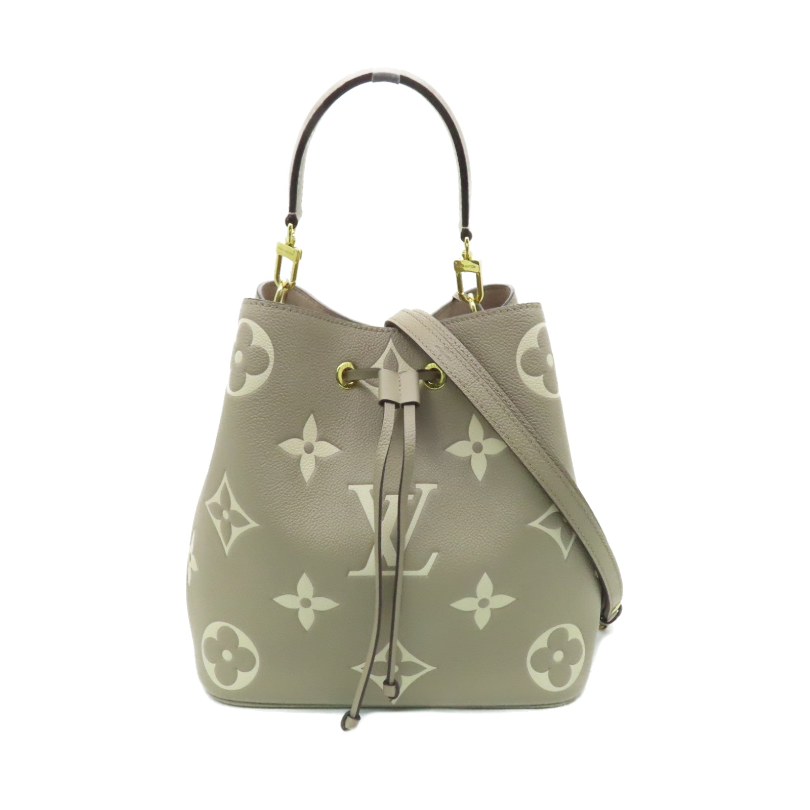LOUIS VUITTON Monogram Empreinte NeoNoe金扣手挽肩背兩用袋米色