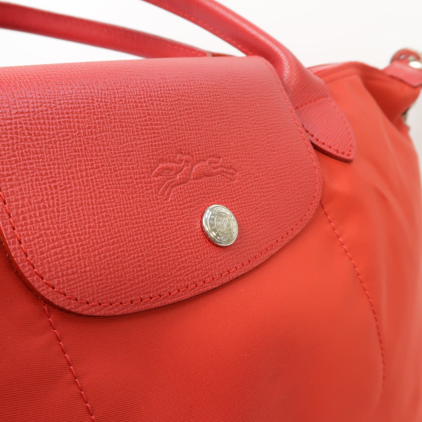 Longchamp 尼龍2way Shoulder Bag銀扣手挽肩背兩用袋紅色