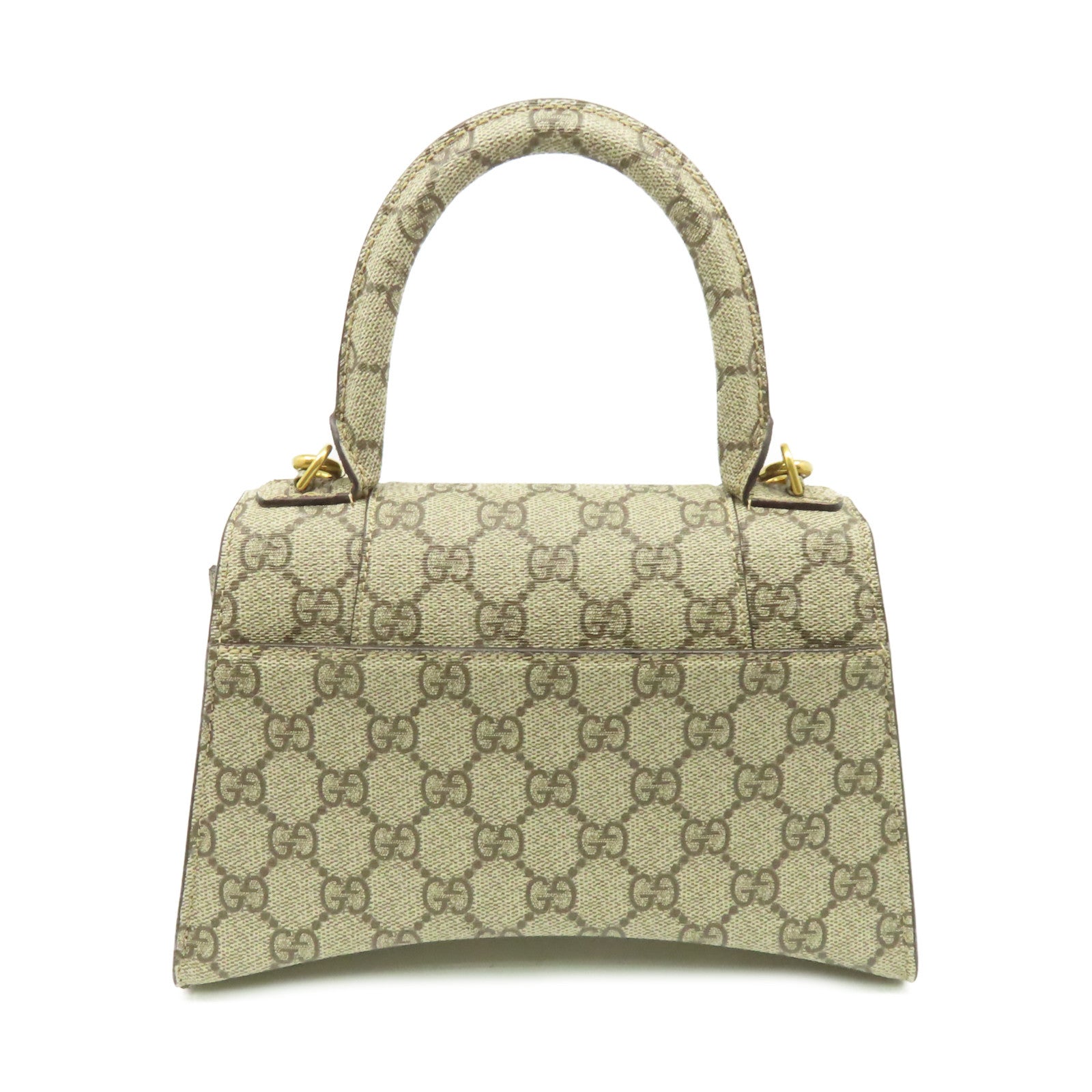 GUCCI 塗層帆布Gucci x Balenciaga The Hacker Project Hourglass Small 2Way Shoulder Bag金扣手挽肩背兩用袋啡色