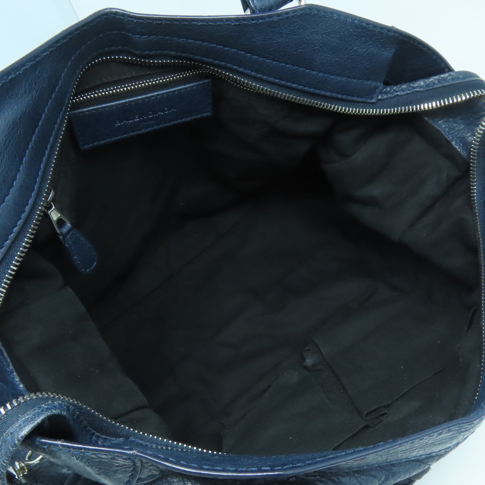 BALENCIAGA 牛皮皮革Giant City銀扣手挽肩背兩用袋藍色