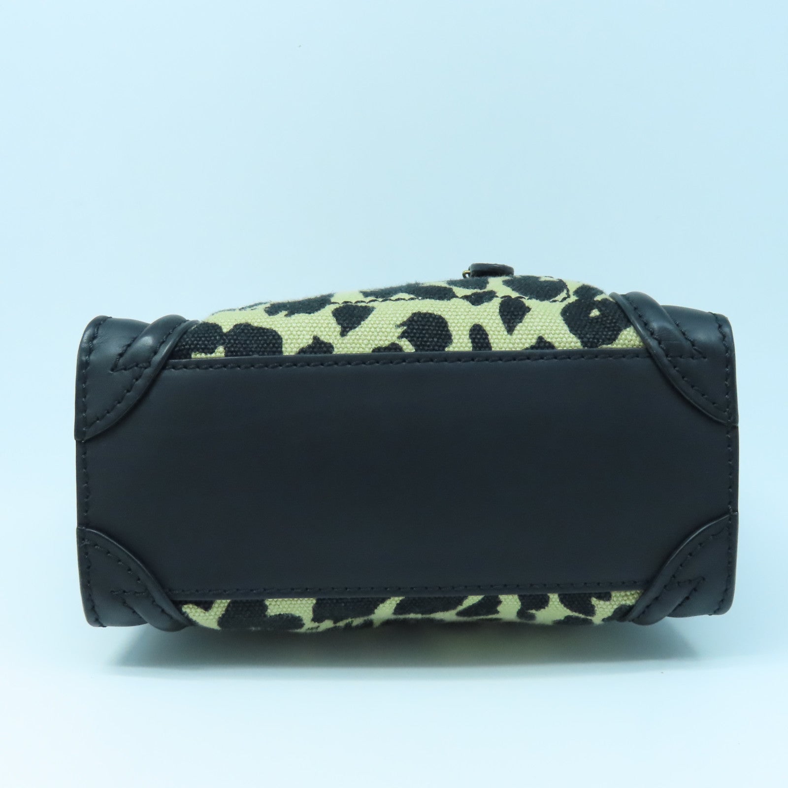 CELINE 牛皮皮革/帆布Mini Luggage金扣手挽肩背两用袋黑色