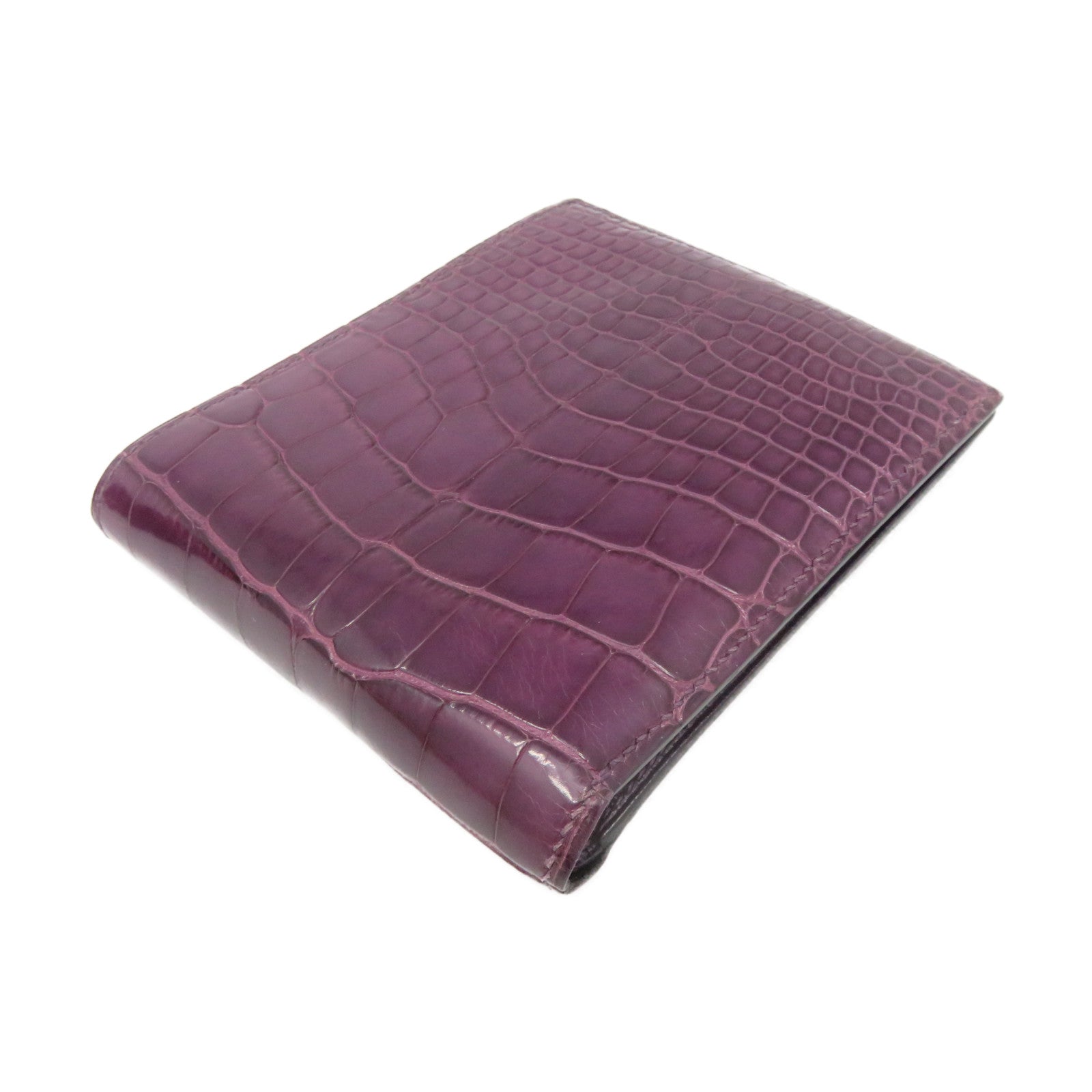 HERMES Croco Niloticus Leather MC2 Wallet Short Wallet 9G Purple