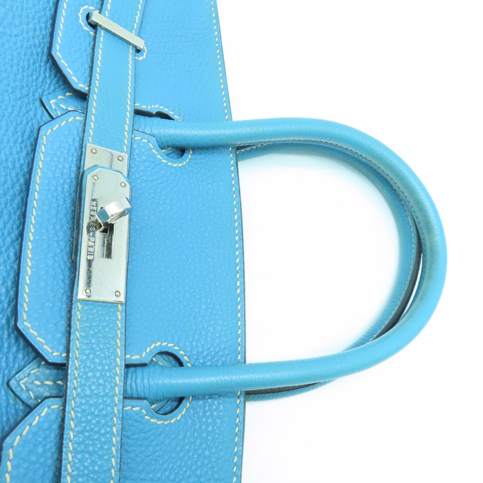 HERMES Togo皮革Birkin 30銀扣手挽袋牛仔藍