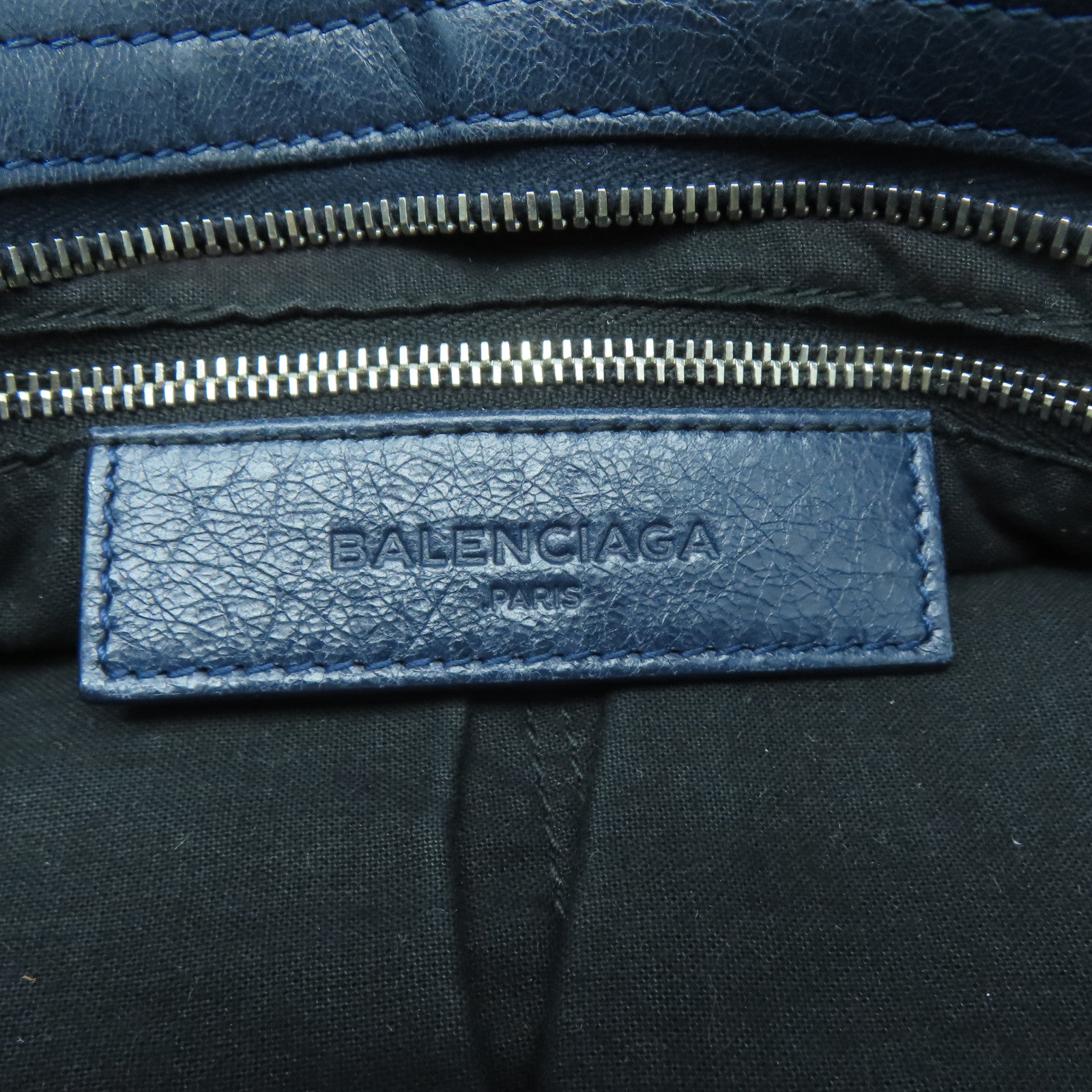 BALENCIAGA 牛皮皮革Giant City銀扣手挽肩背兩用袋藍色