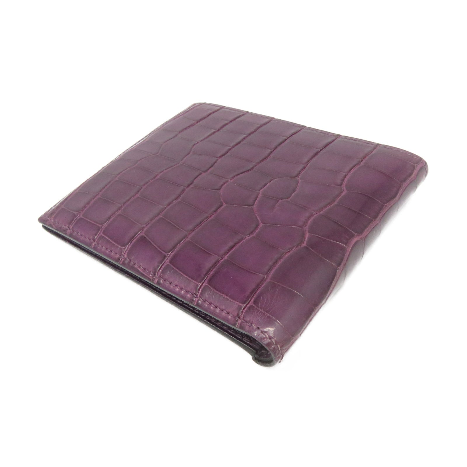 HERMES Croco Niloticus Leather MC2 Wallet Short Wallet 9G Purple