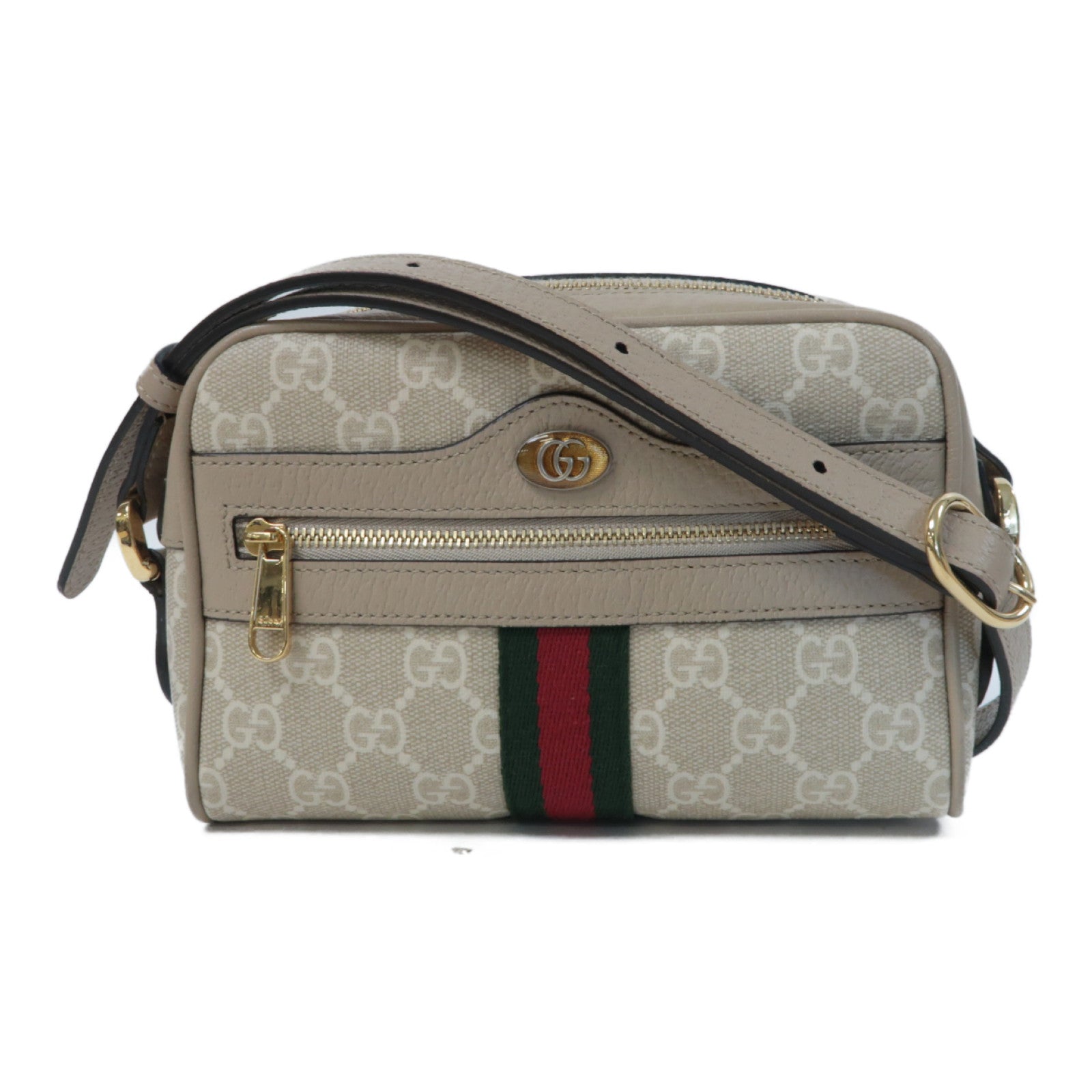 GUCCI 塗層帆布Ophidia GG Supreme Mini Bag金扣肩背袋米色