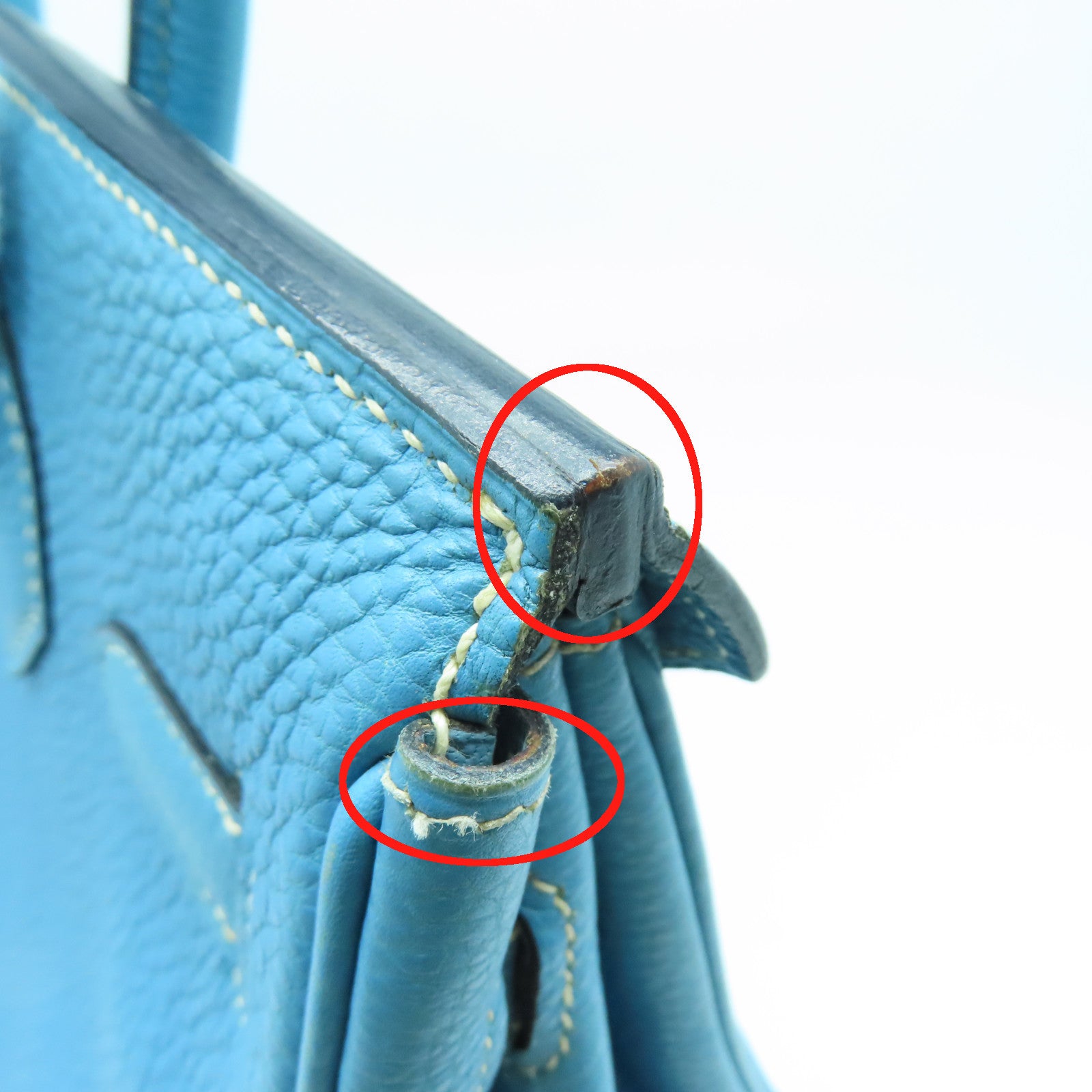 HERMES Togo皮革Birkin 30銀扣手挽袋牛仔藍