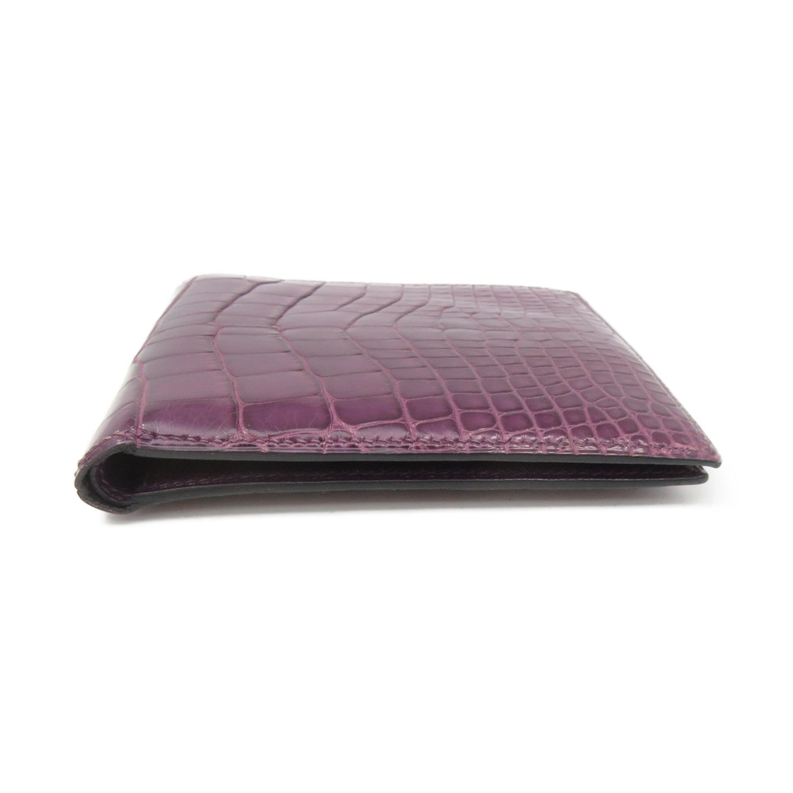 HERMES Croco Niloticus Leather MC2 Wallet Short Wallet 9G Purple