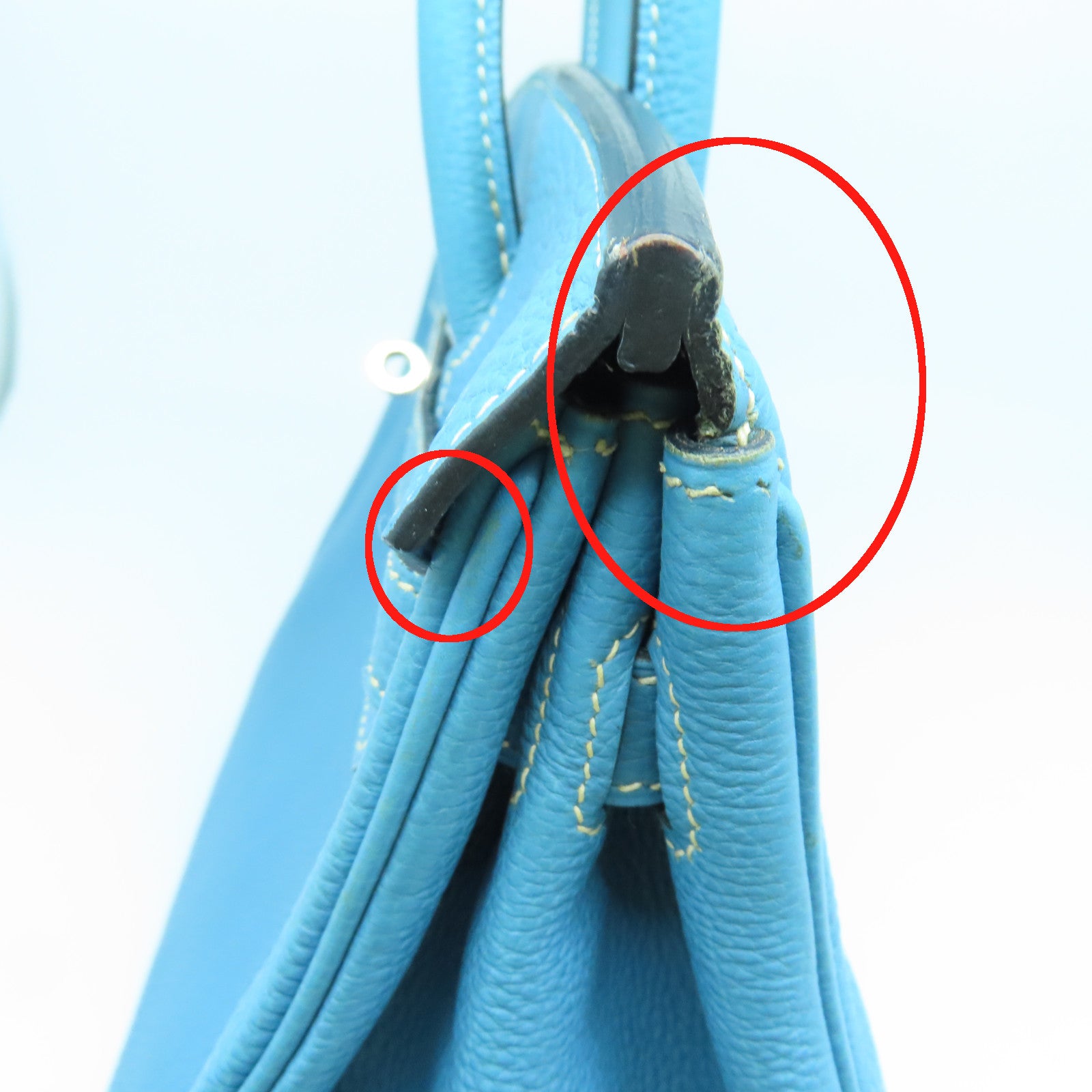HERMES Togo皮革Birkin 30銀扣手挽袋牛仔藍