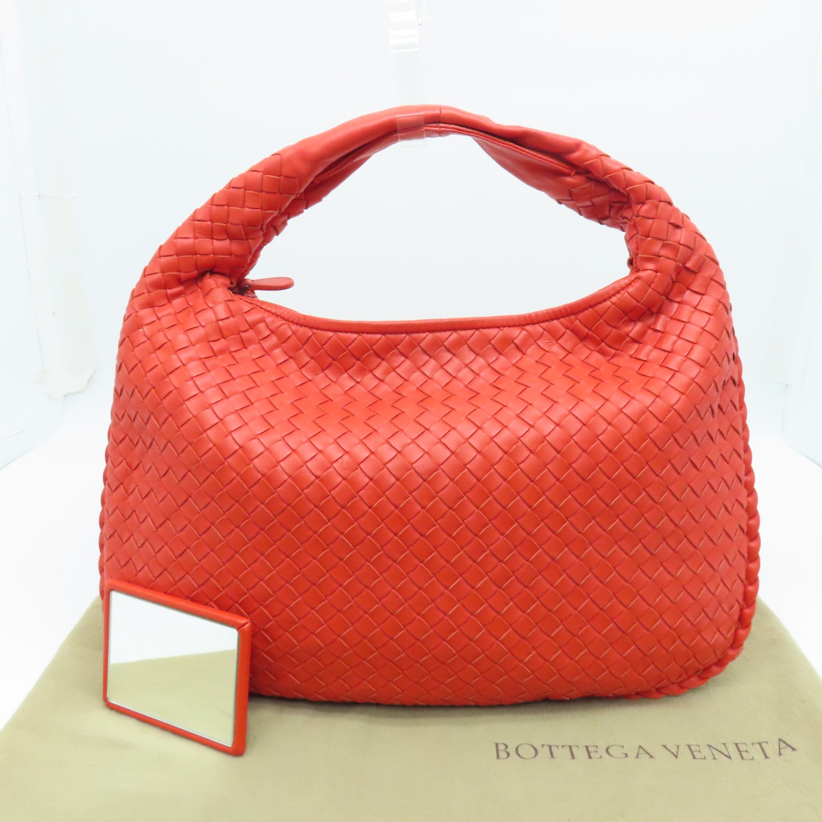 Bottega Veneta Textured Leather Shoulder Bag Red