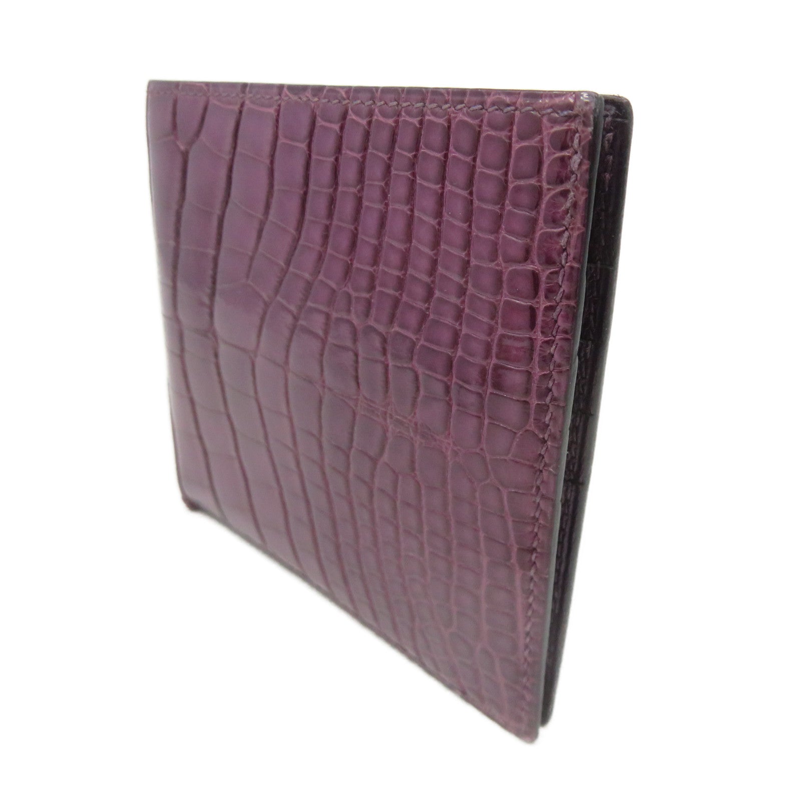 HERMES Croco Niloticus Leather MC2 Wallet Short Wallet 9G Purple