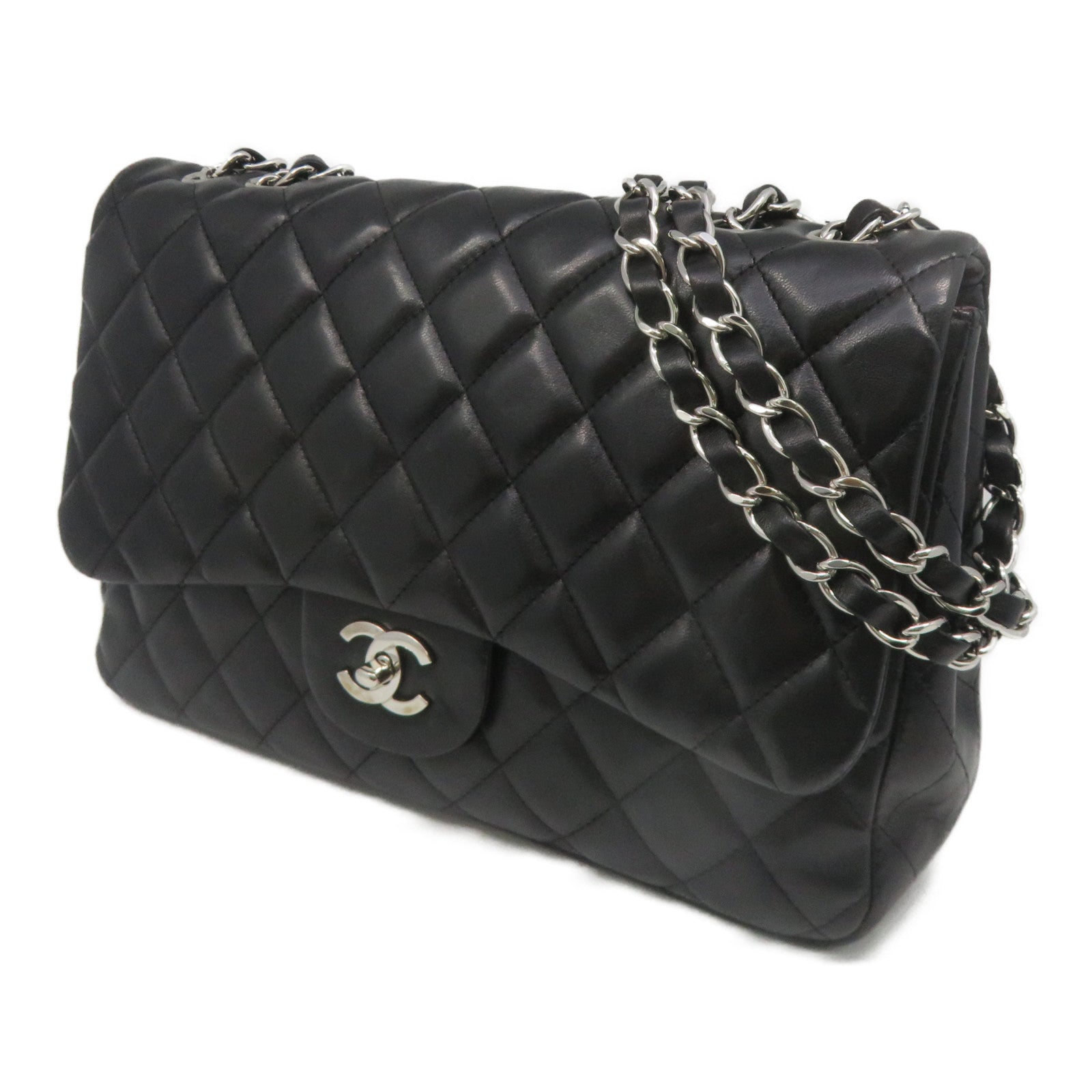CHANEL [Sharp Reduction Offer] Lingge Sheepskin Leather Chain Shoulder Silver Buckle Shoulder Bag Black