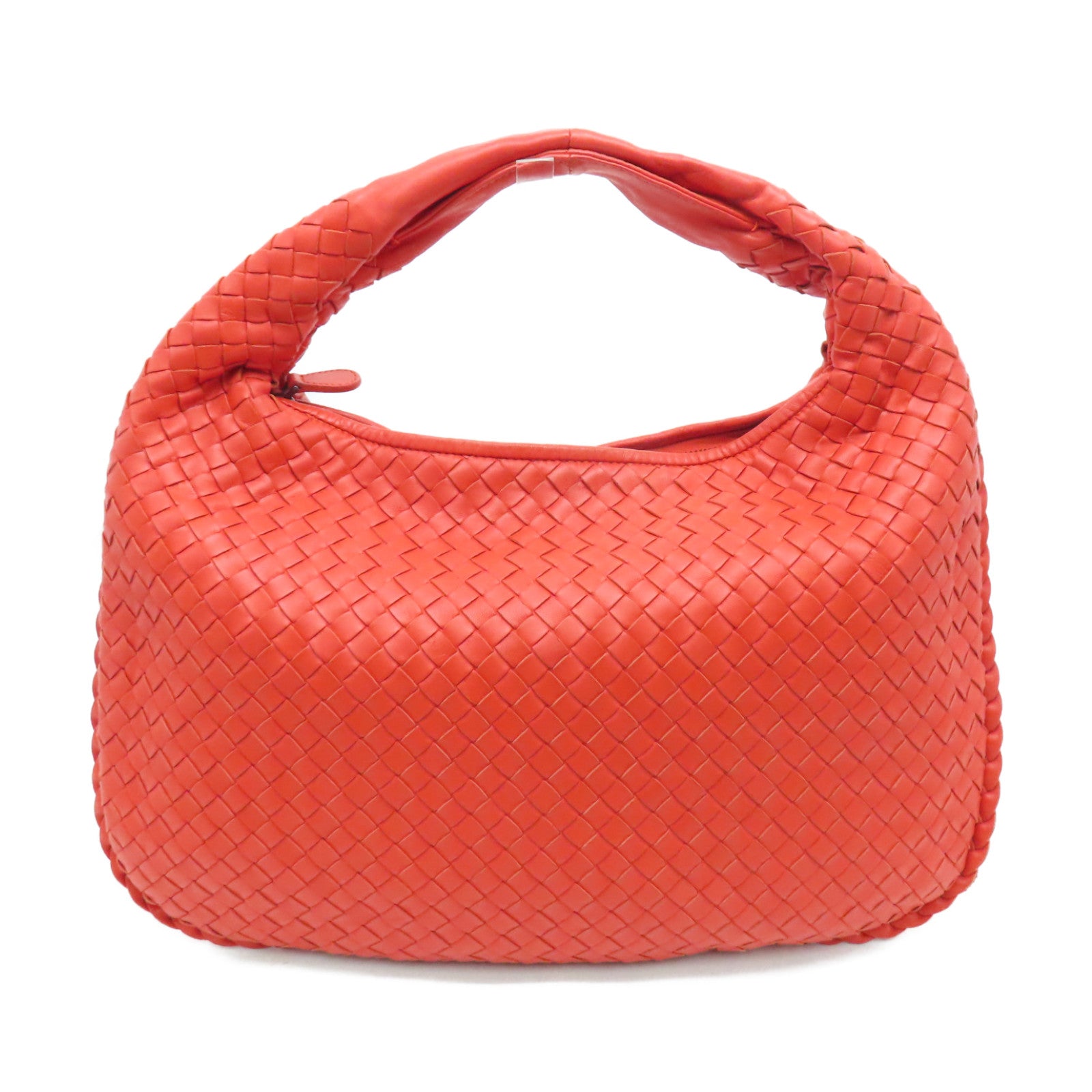 Bottega Veneta Textured Leather Shoulder Bag Red