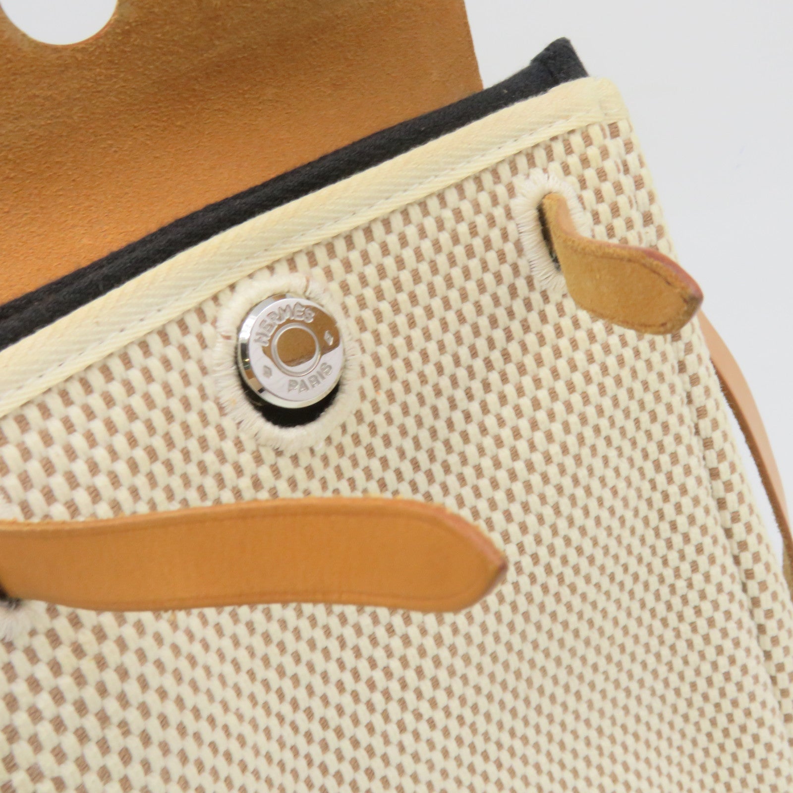 HERMES 【激減優惠】帆布Herbag TPM Shoulder Bag銀扣肩背袋杏色