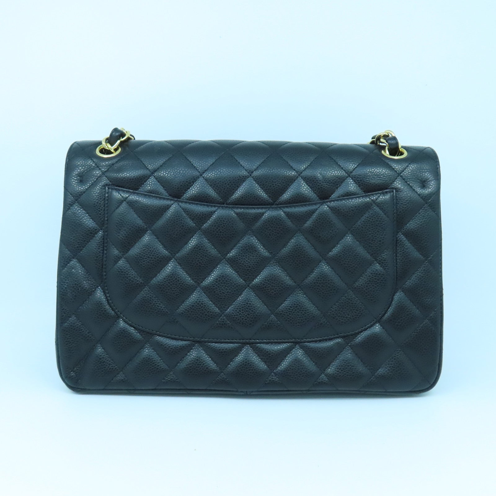 CHANEL 菱格牛皮皮革Chain Shoulder Bag金扣鏈帶肩背袋黑色