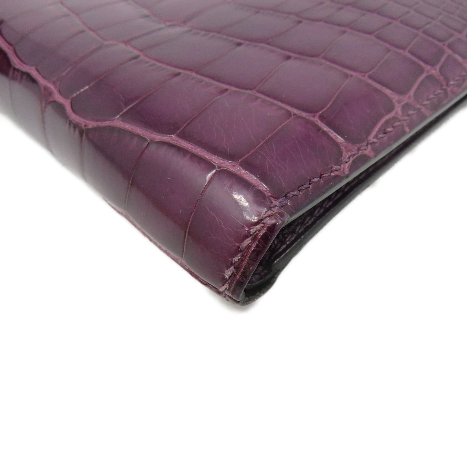 HERMES Croco Niloticus Leather MC2 Wallet Short Wallet 9G Purple
